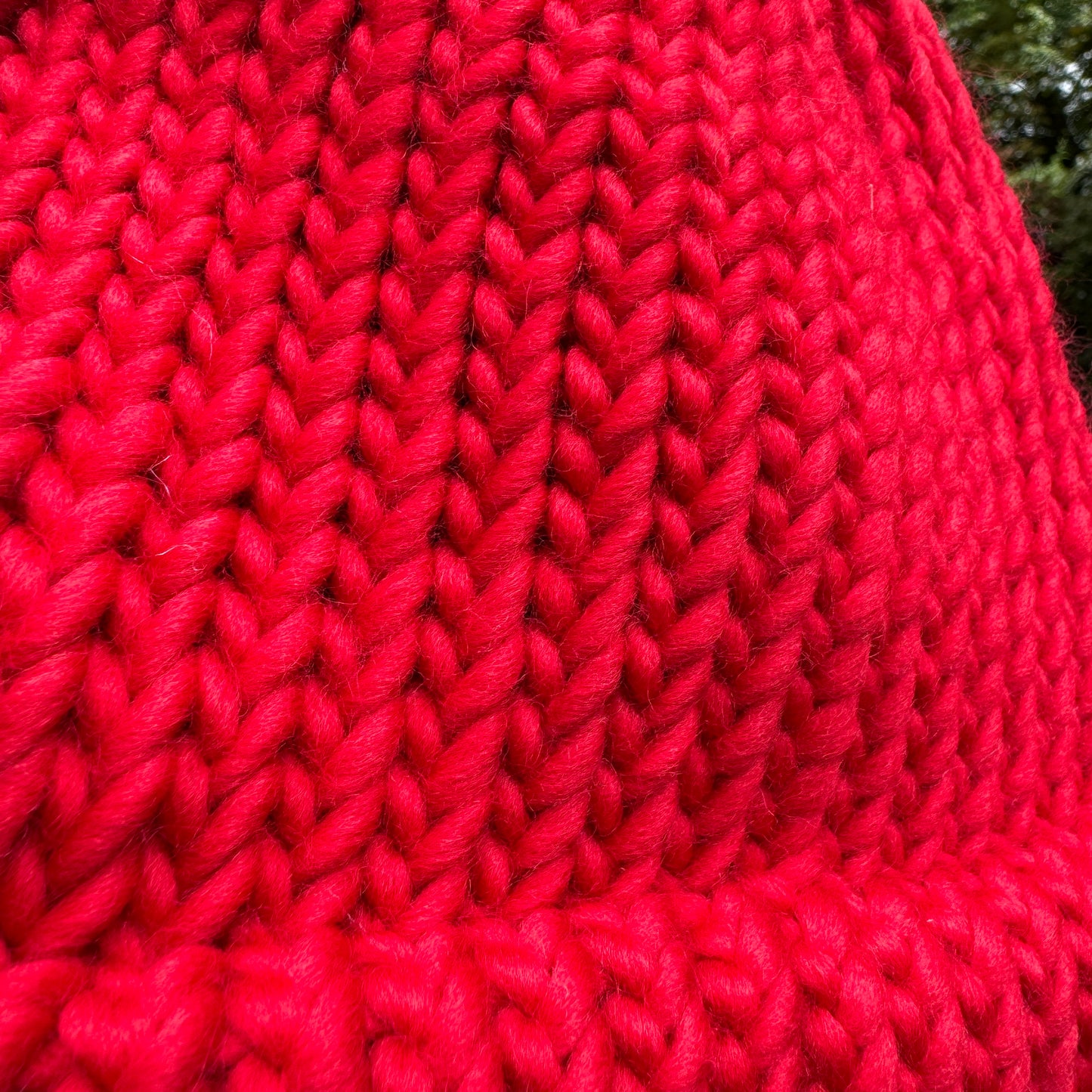 Our hand knitted red beanie hat