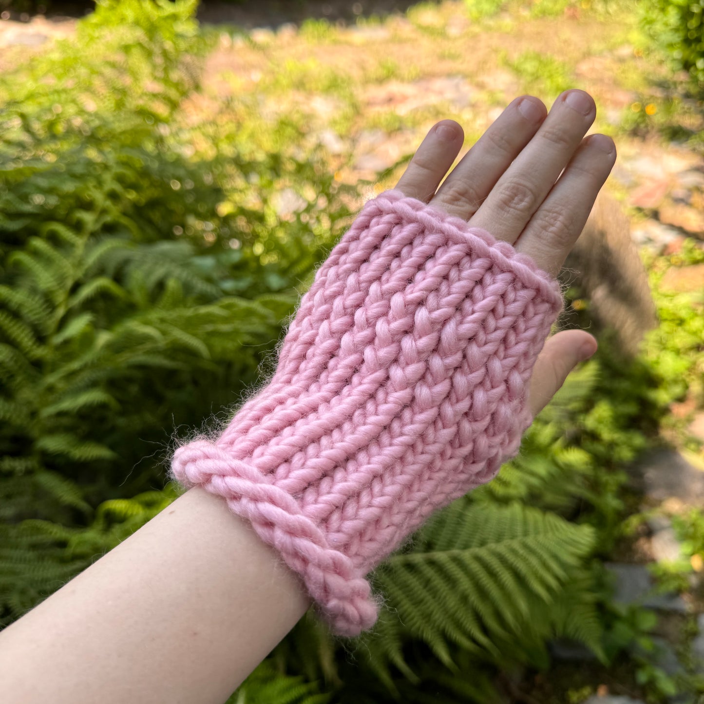 Pastel Pink fingerless gloves in 100% merino wool