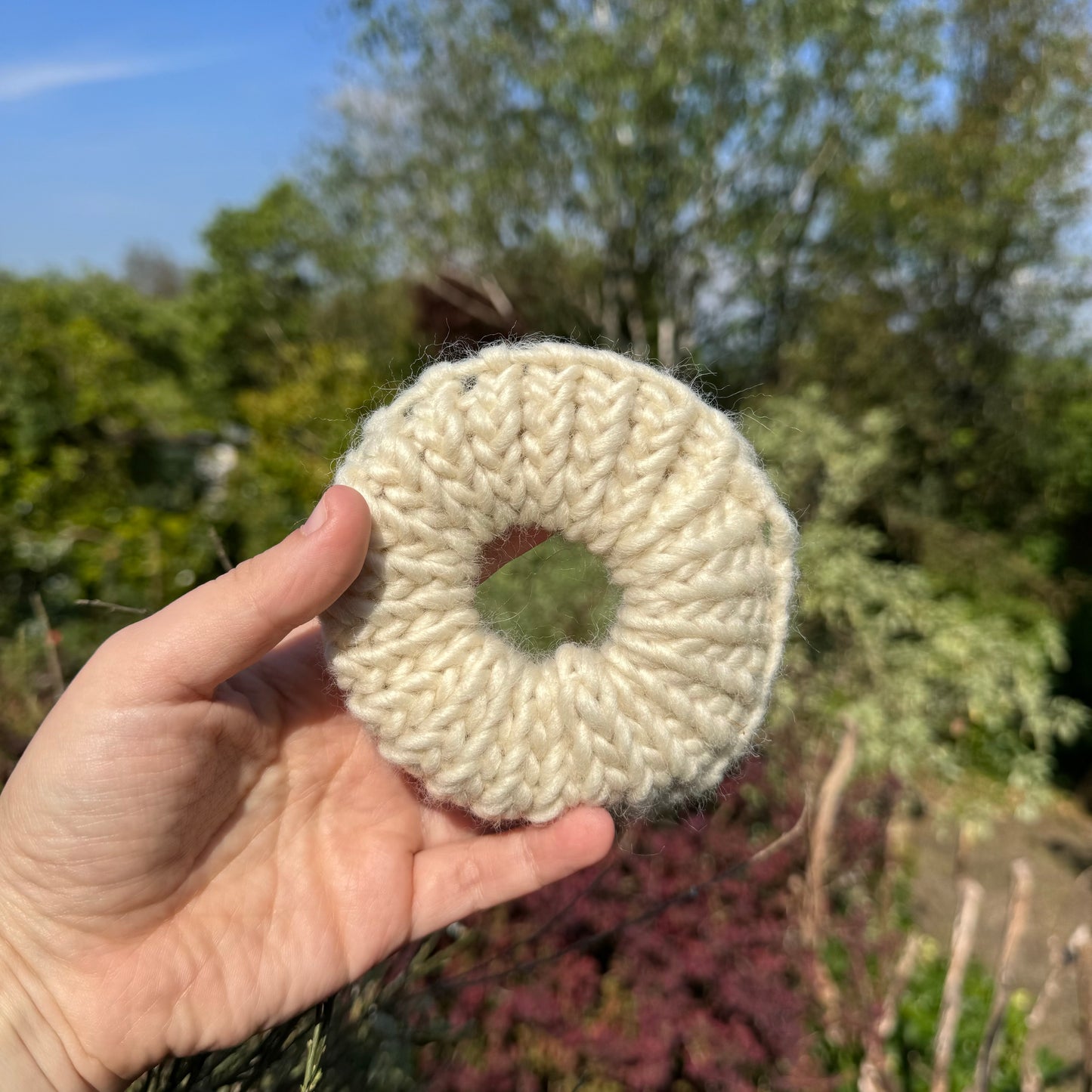 Natural Shetland knitted hair scrunchie