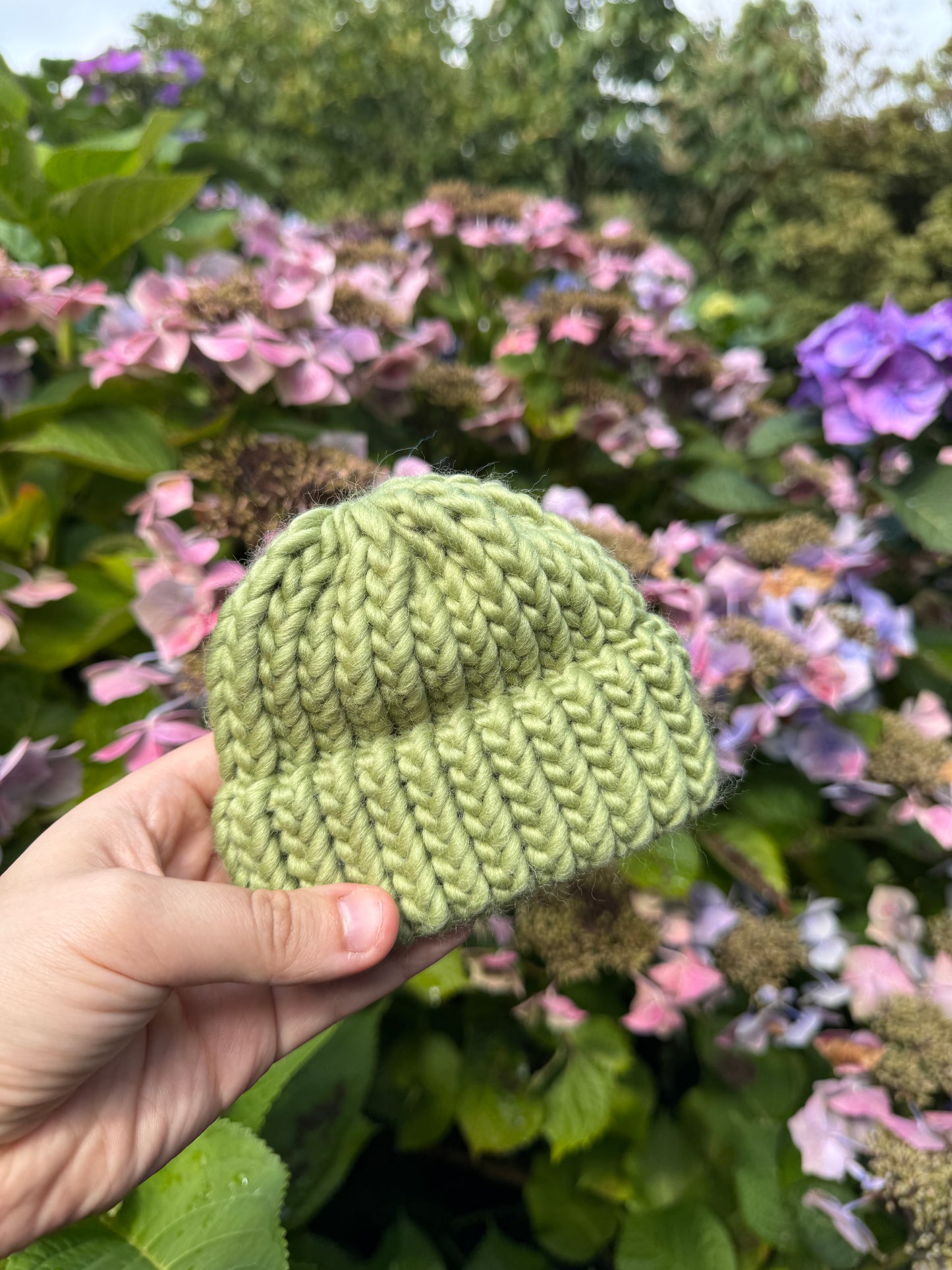 Tiny Baby - Sage merino wool hat
