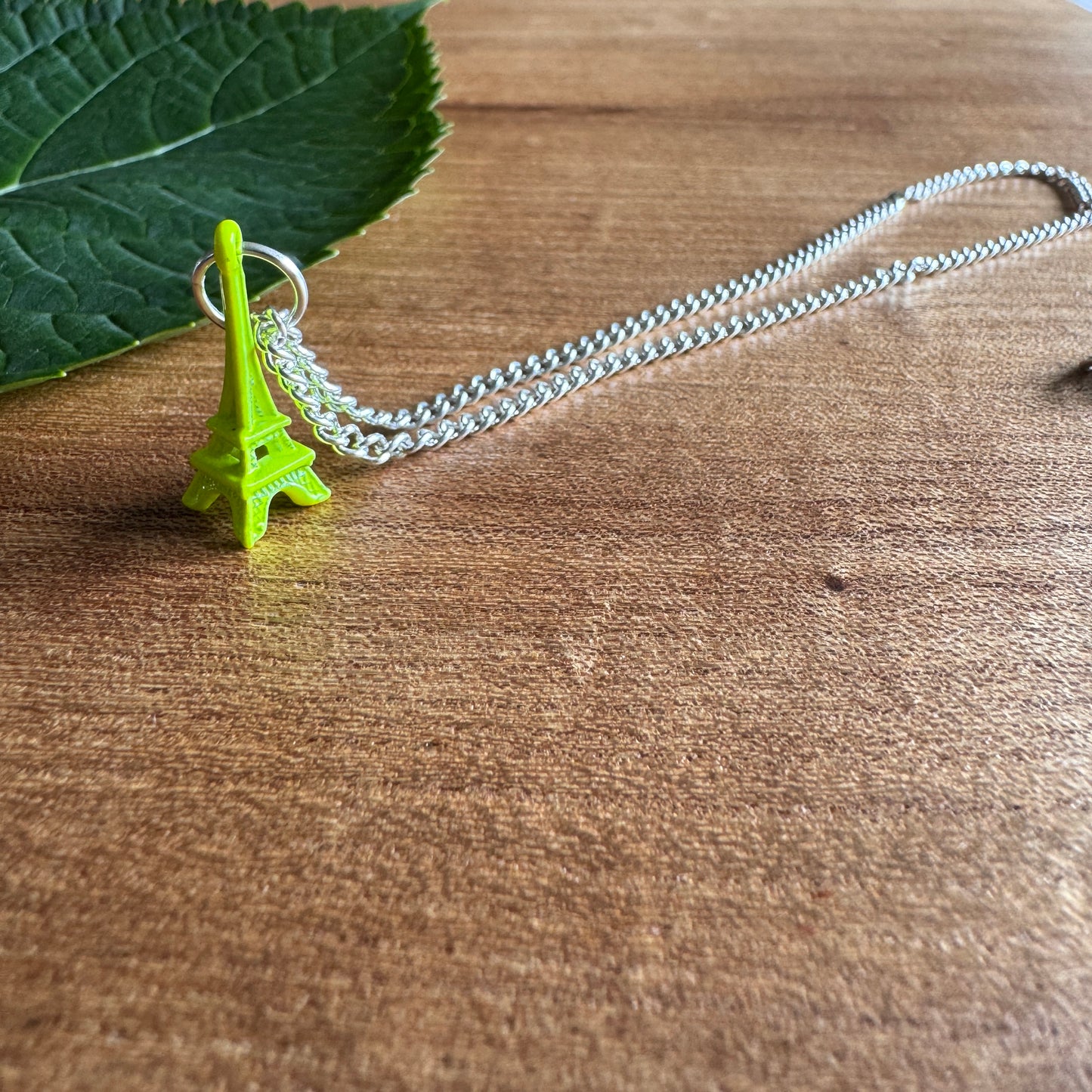 Neon Yellow Eiffel Tower Necklace