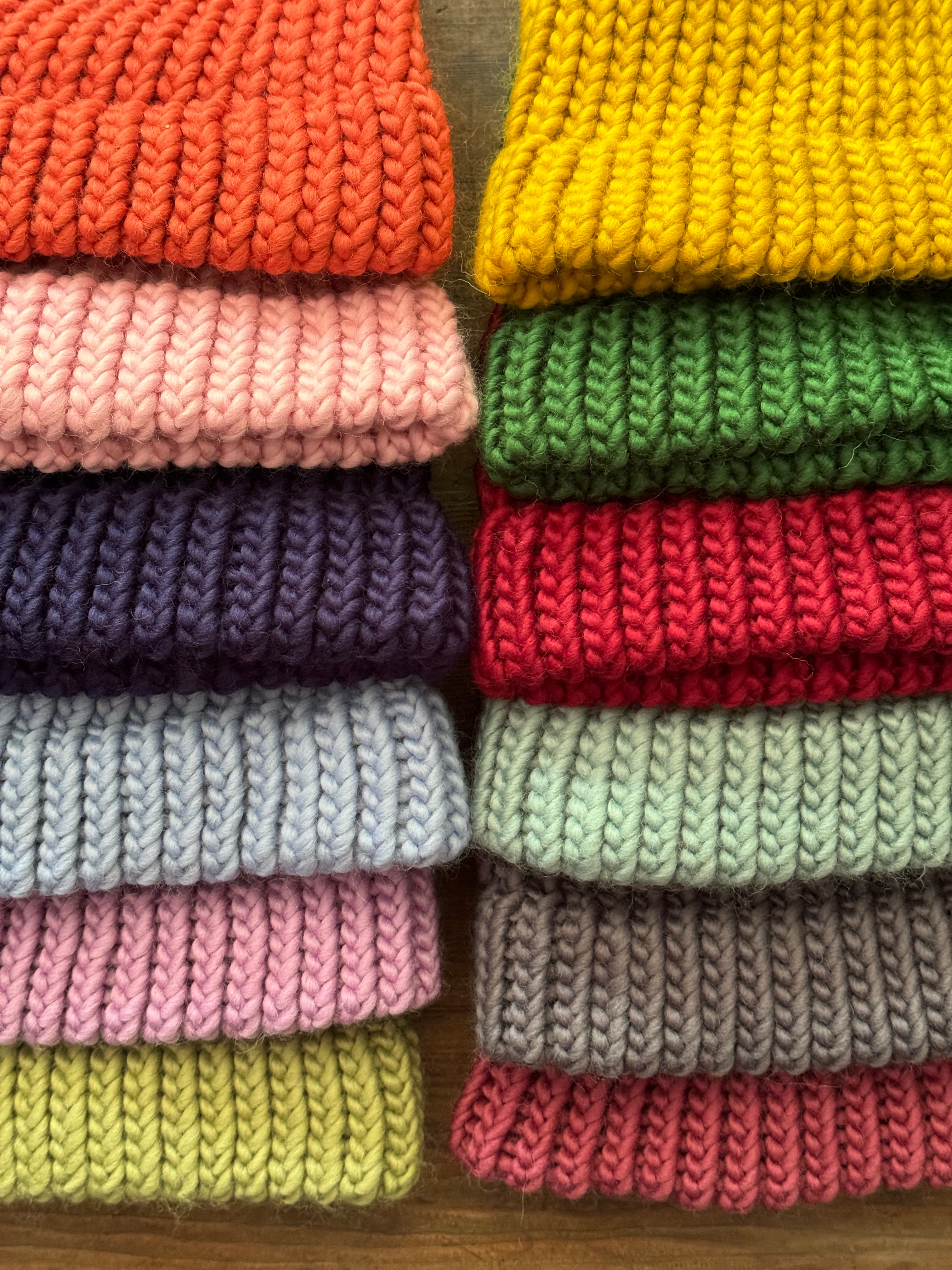 Adult Merino Wool Beanie: Unisex Classic Style - Hand Knitted