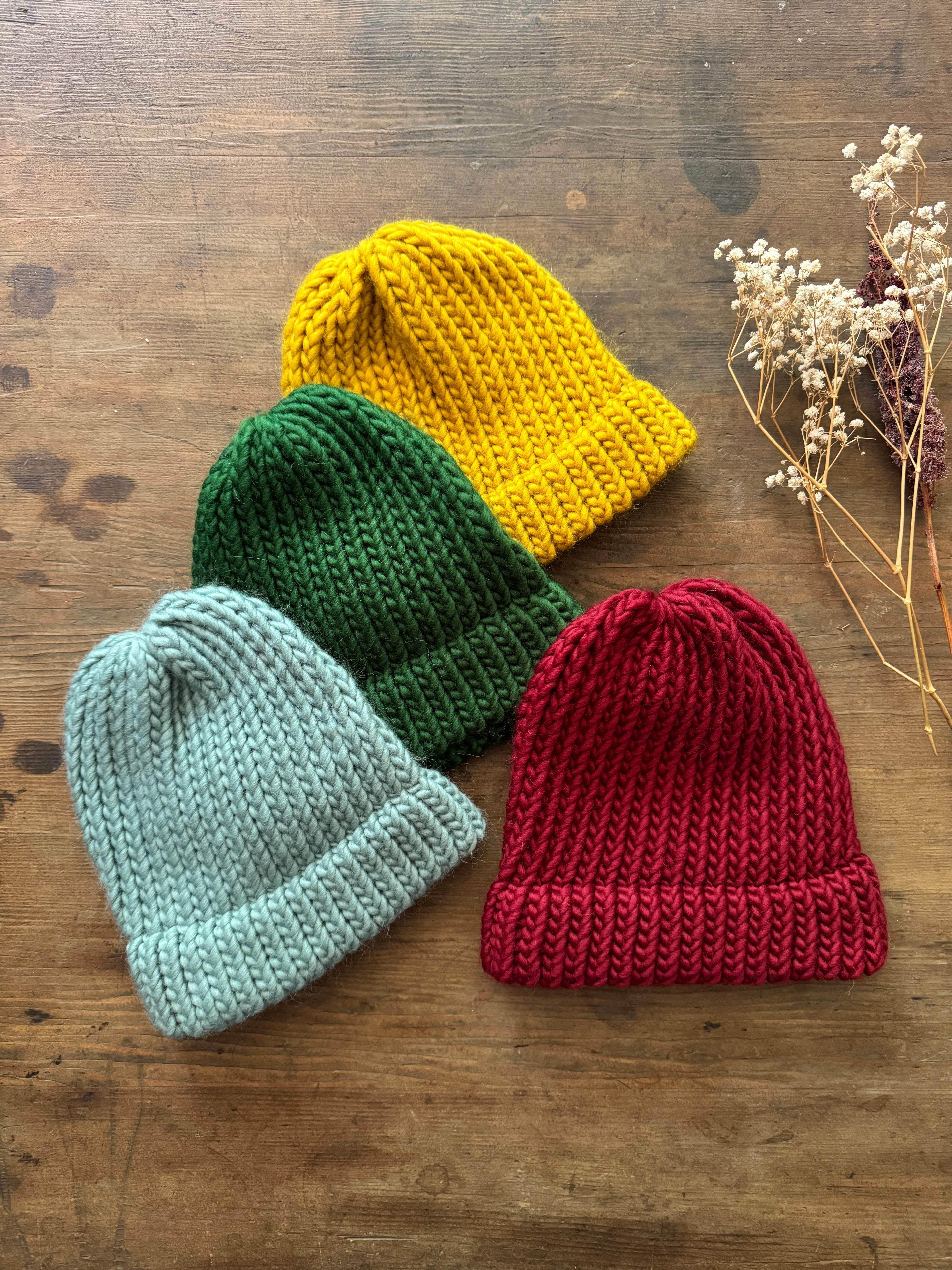 Adult Merino Wool Beanie: Unisex Classic Style - Hand Knitted