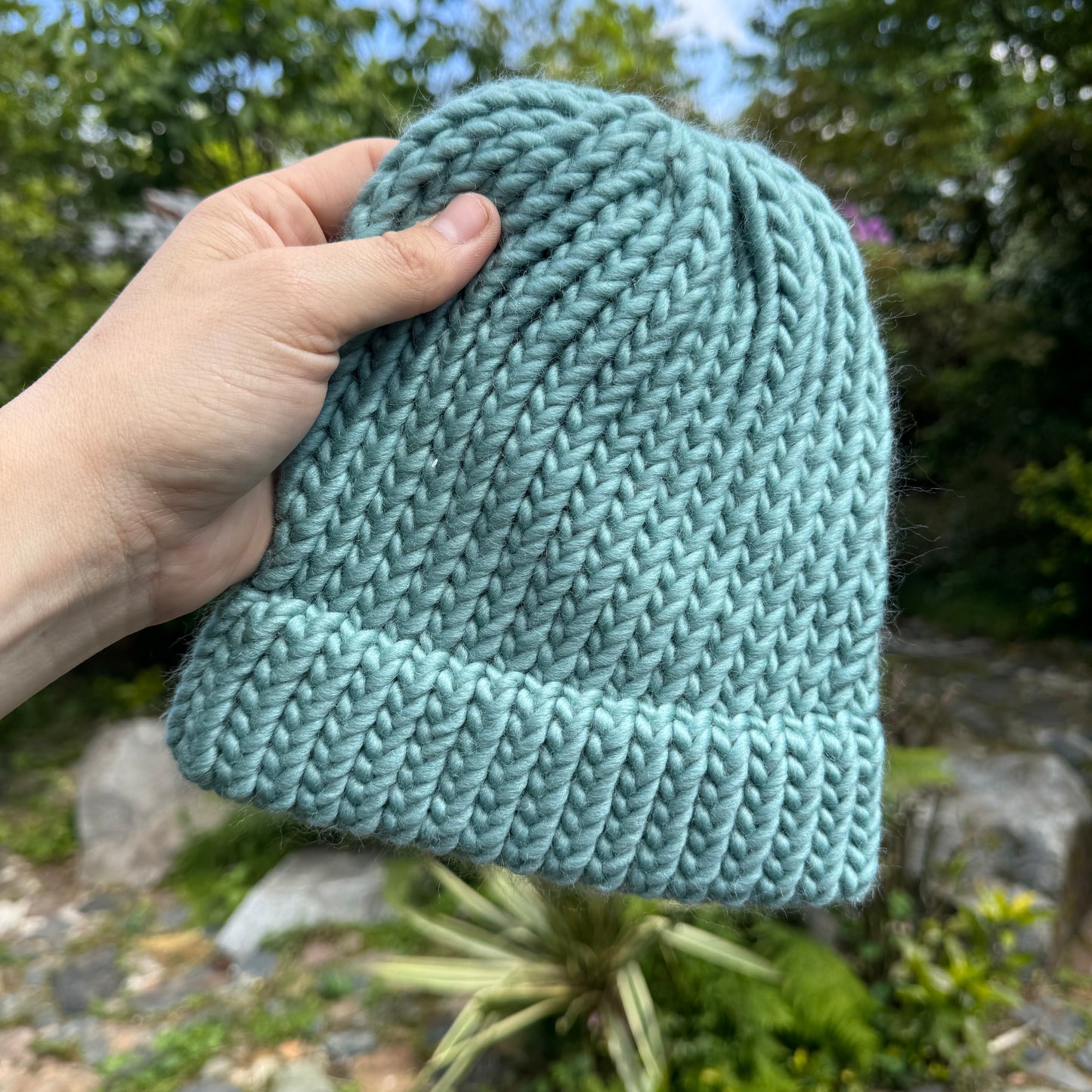 Duck egg blue knit hat - Adult