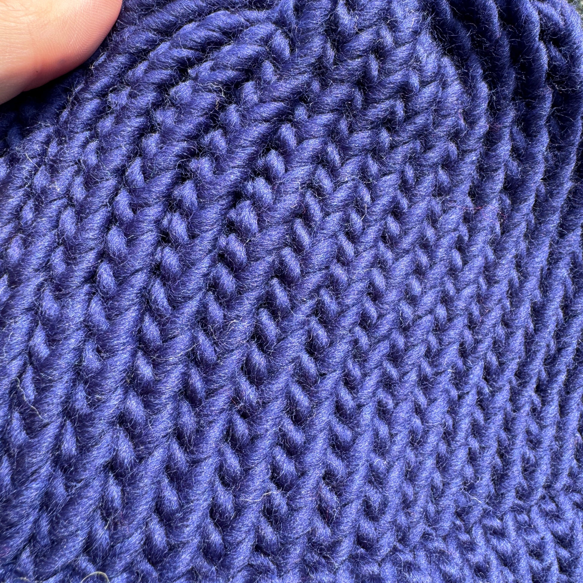 Handmade knitted beanie hat in navy blue by The Dorothy Days