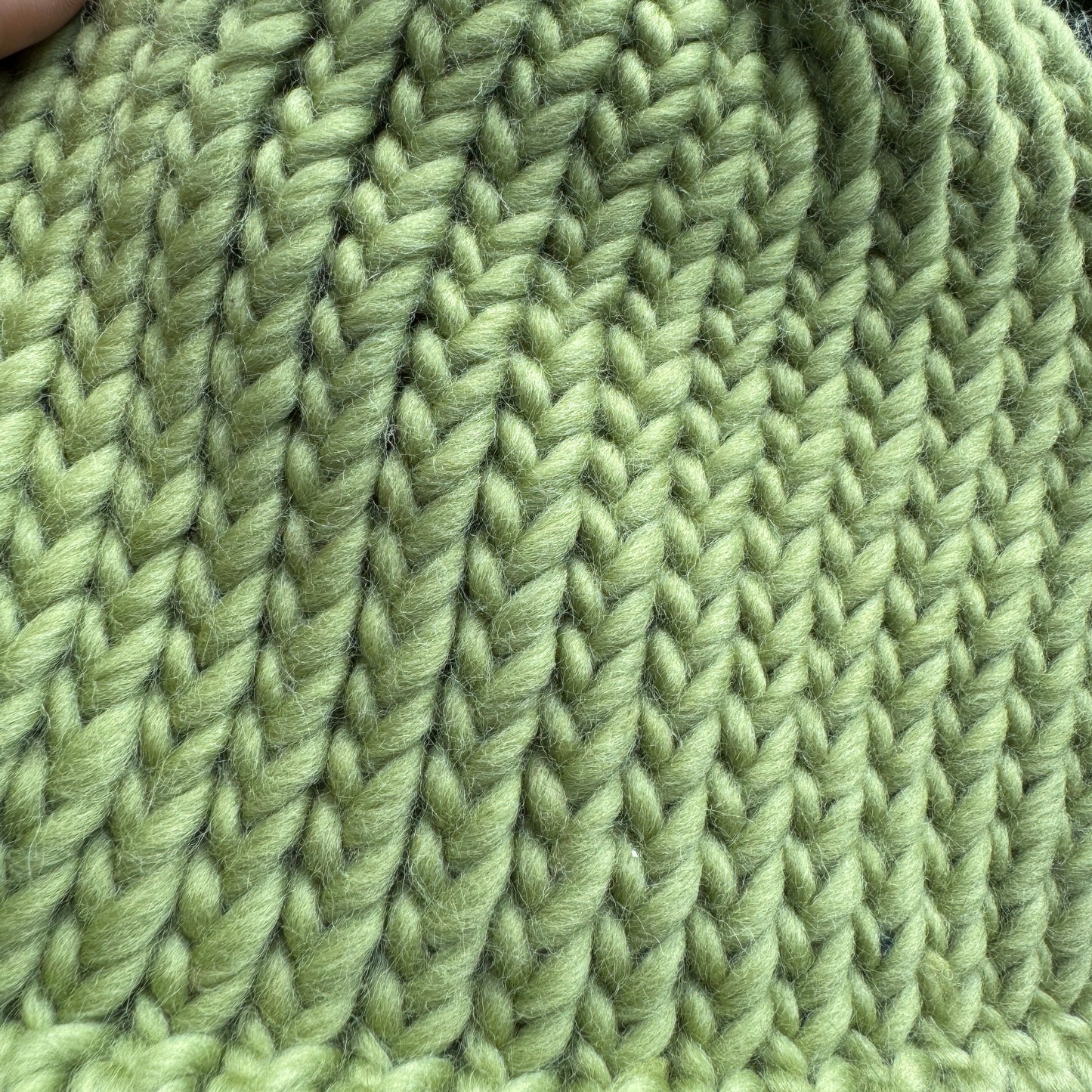 Sage green hand knitted hat - Adult