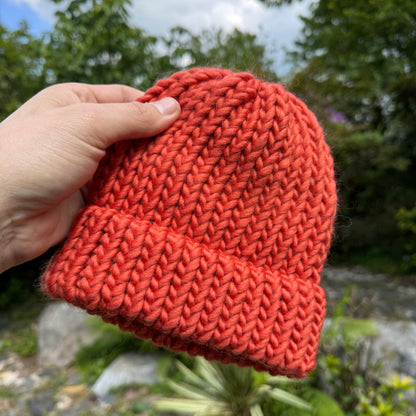 Burnt Orange knitted merino wool hat - Baby