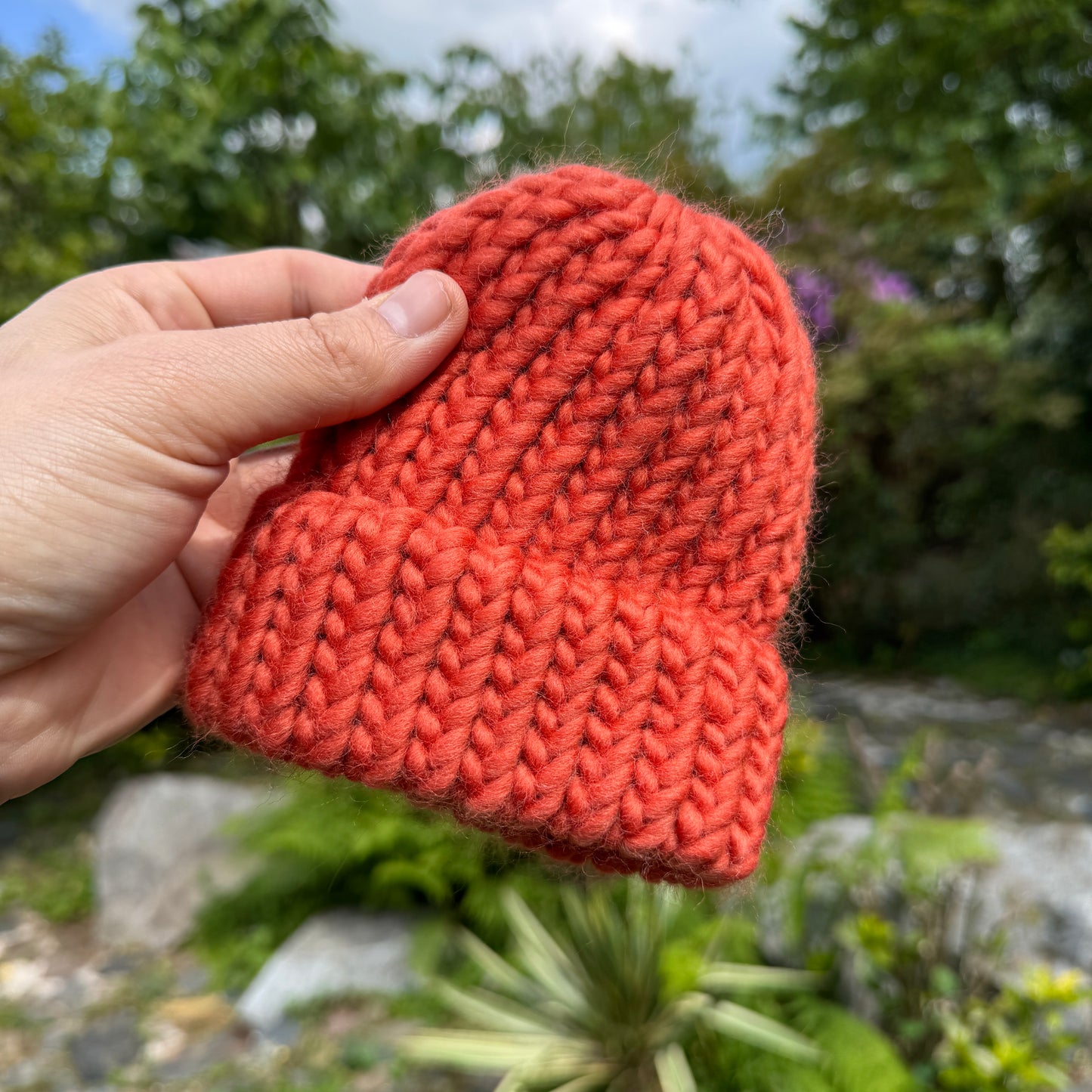Burnt Orange knitted merino wool hat - Baby