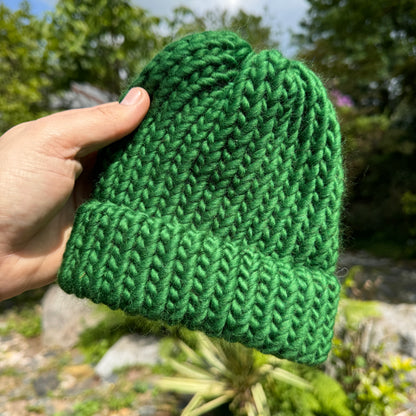 Pine green knitted merino wool hat - Baby
