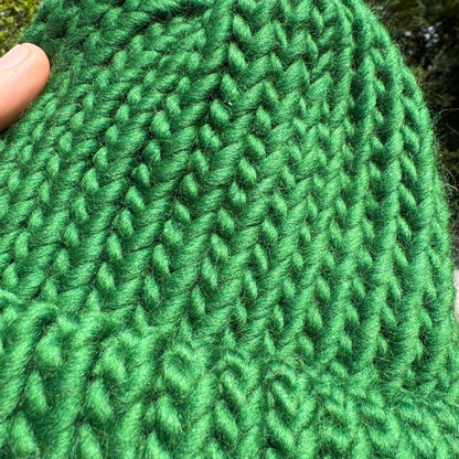 Pine green knitted merino wool hat - Baby