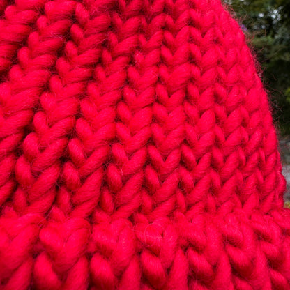 Red merino wool knitted baby hat - Baby