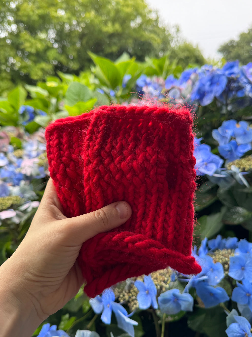 Adult Knitted Fingerless Gloves - Red - Seconds Quality