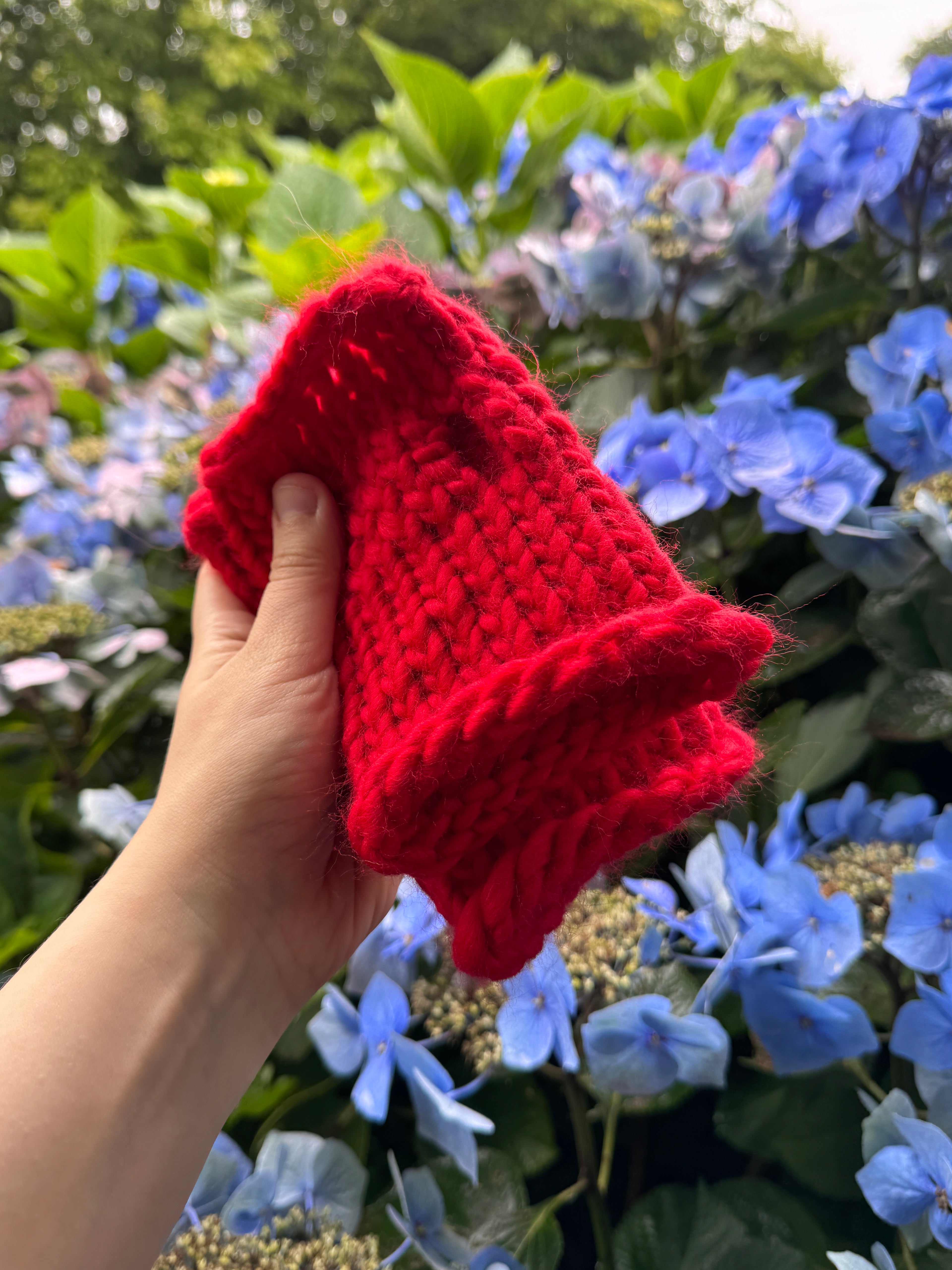 Adult Knitted Fingerless Gloves - Red - Seconds Quality