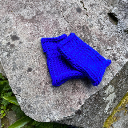 Royal Blue fingerless gloves in 100% merino wool