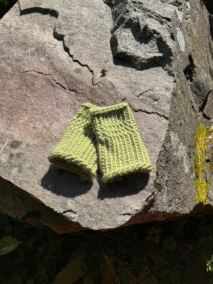 Sage Green fingerless gloves in 100% merino wool
