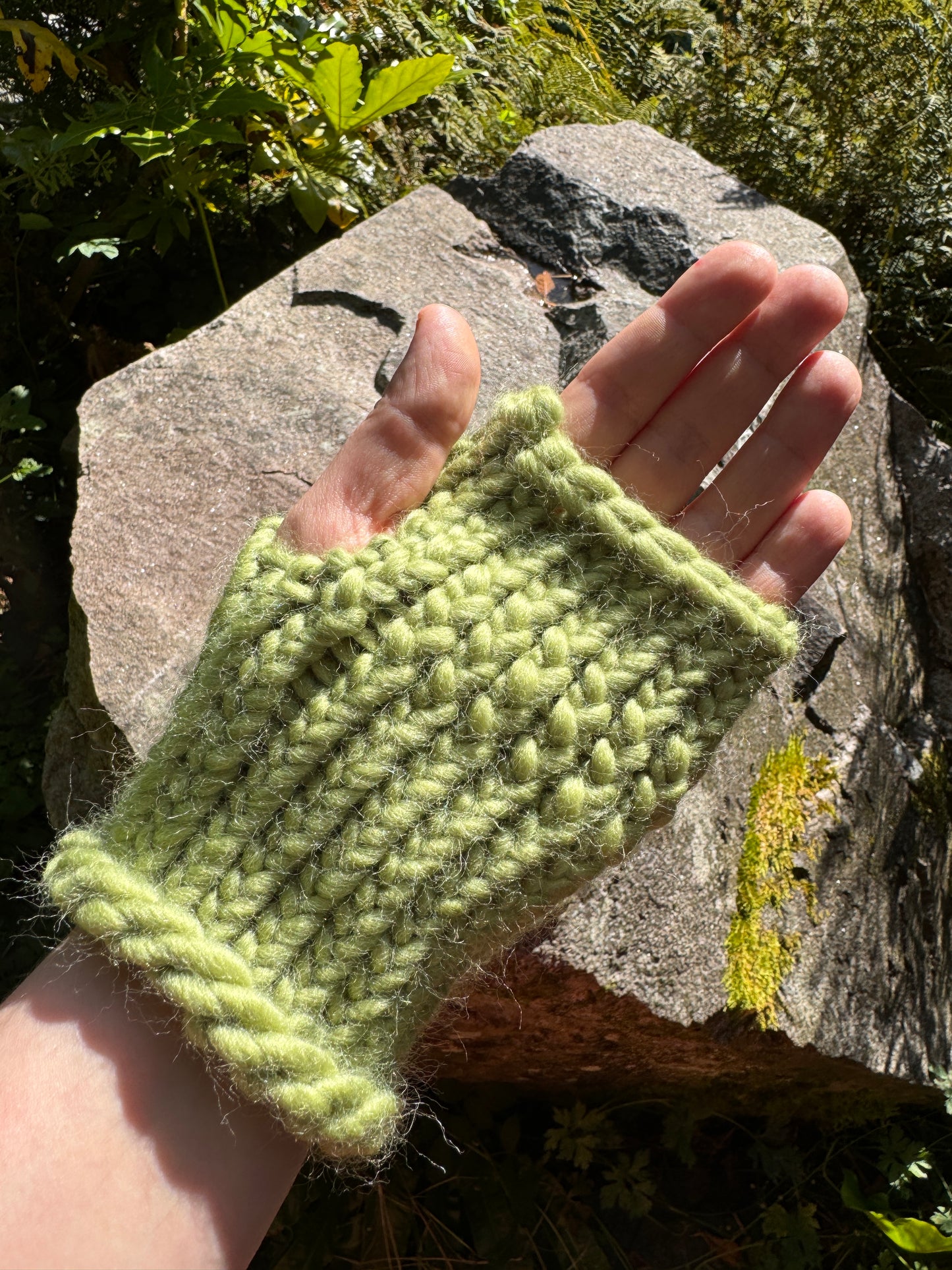 Sage Green fingerless gloves in 100% merino wool