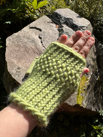 Sage Green fingerless gloves in 100% merino wool