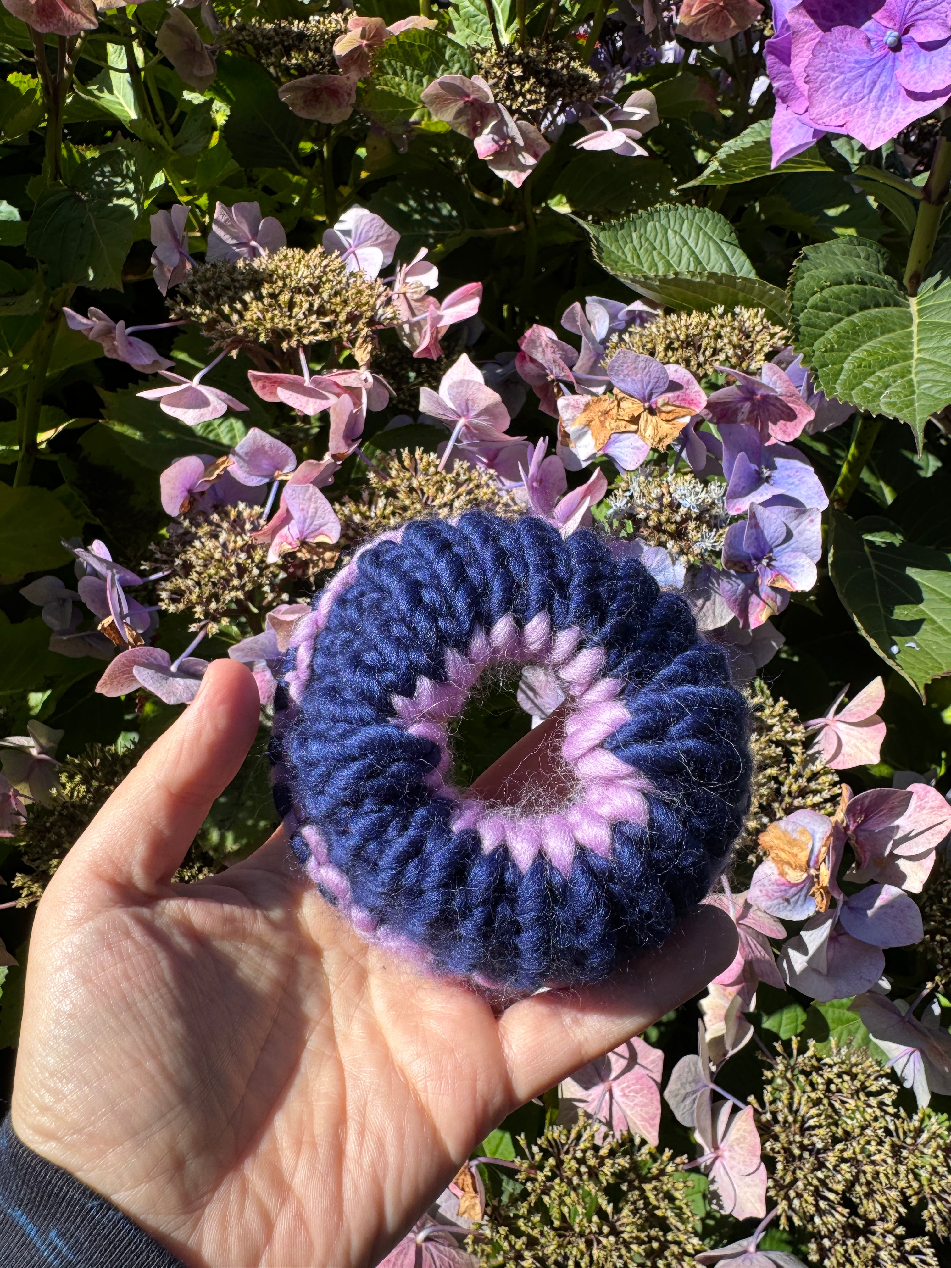 Navy and Lavender Scrunchie - Seconds