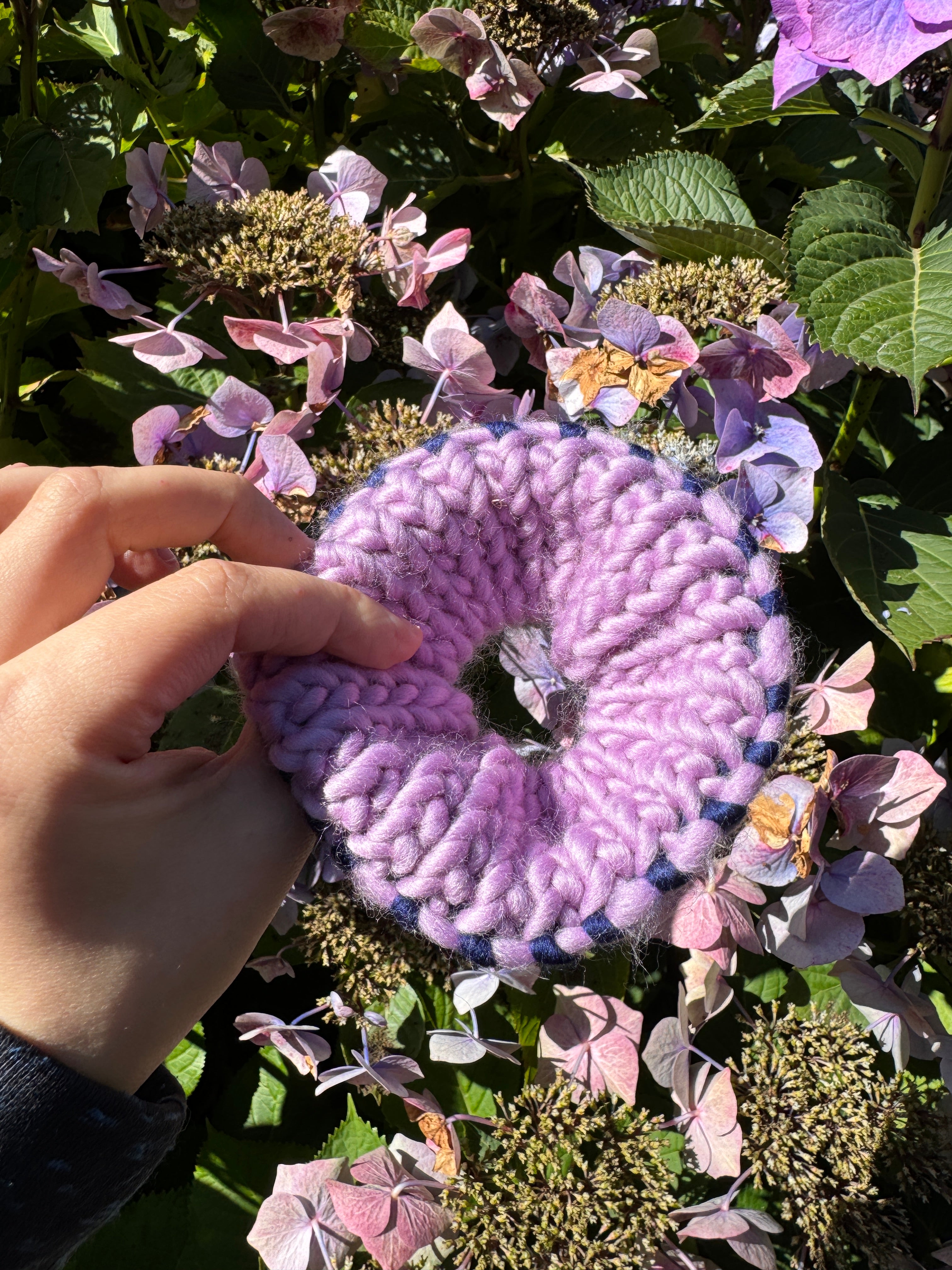 Navy and Lavender Scrunchie - Seconds