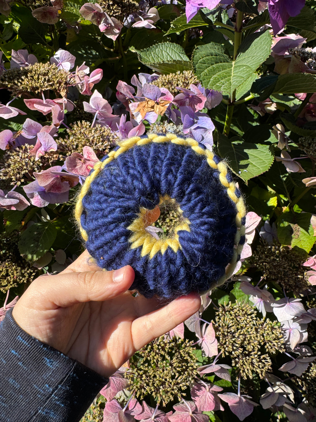 Navy and Pastel Yellow Scrunchie - Sample