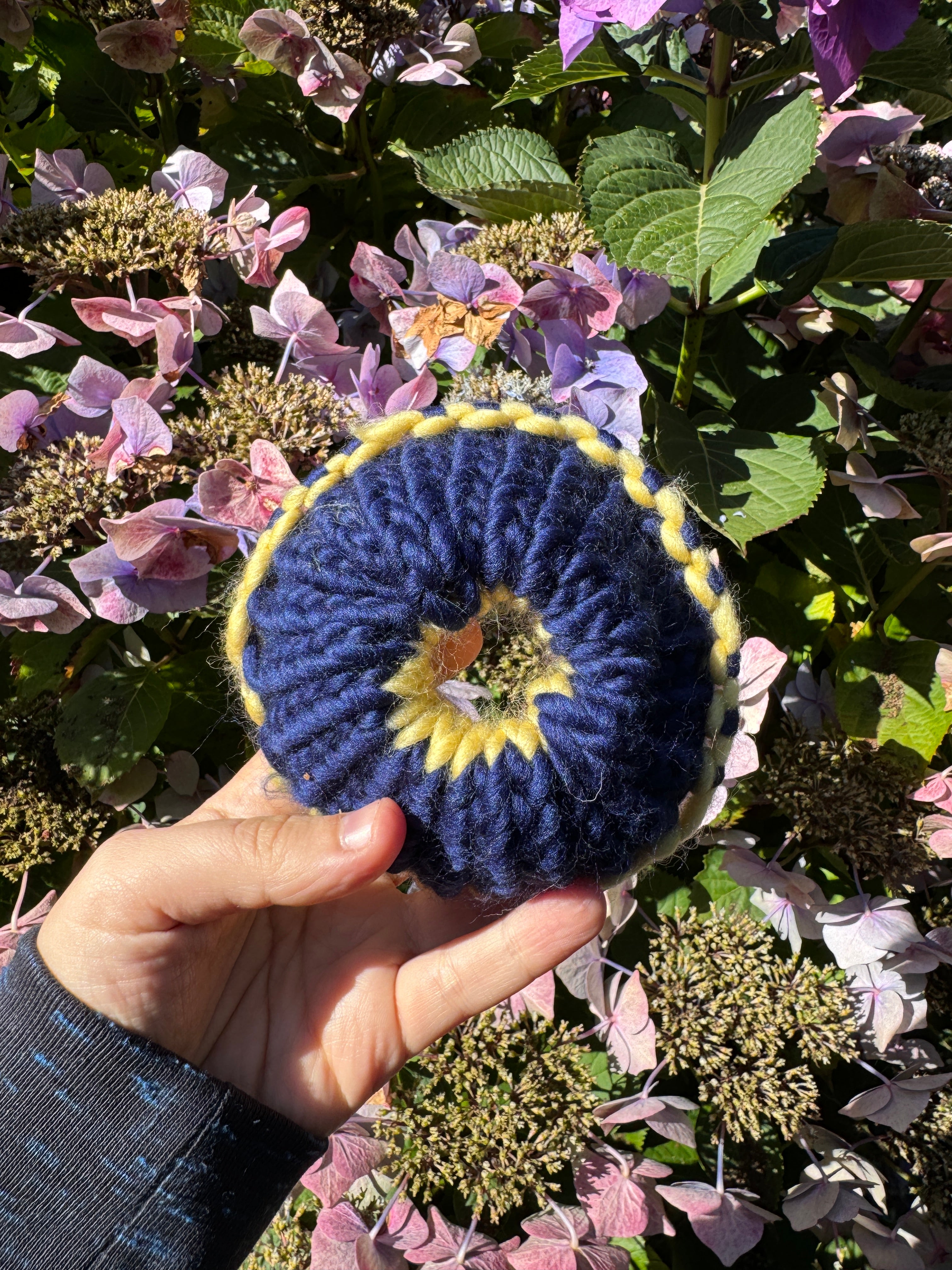 Navy and Pastel Yellow Scrunchie - Sample