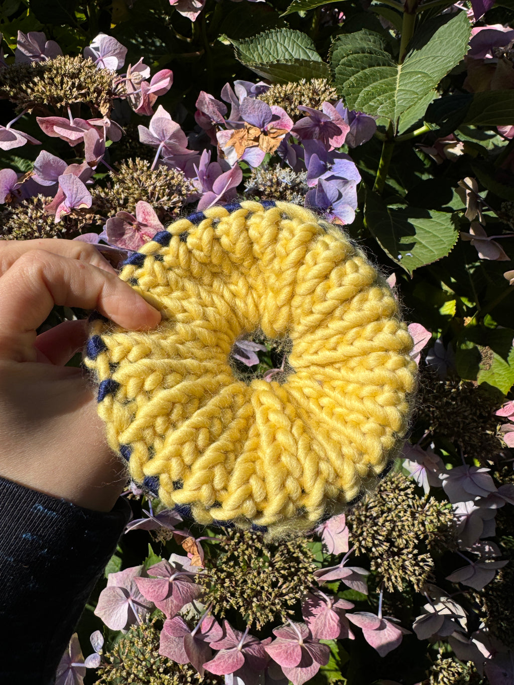 Navy and Pastel Yellow Scrunchie - Sample