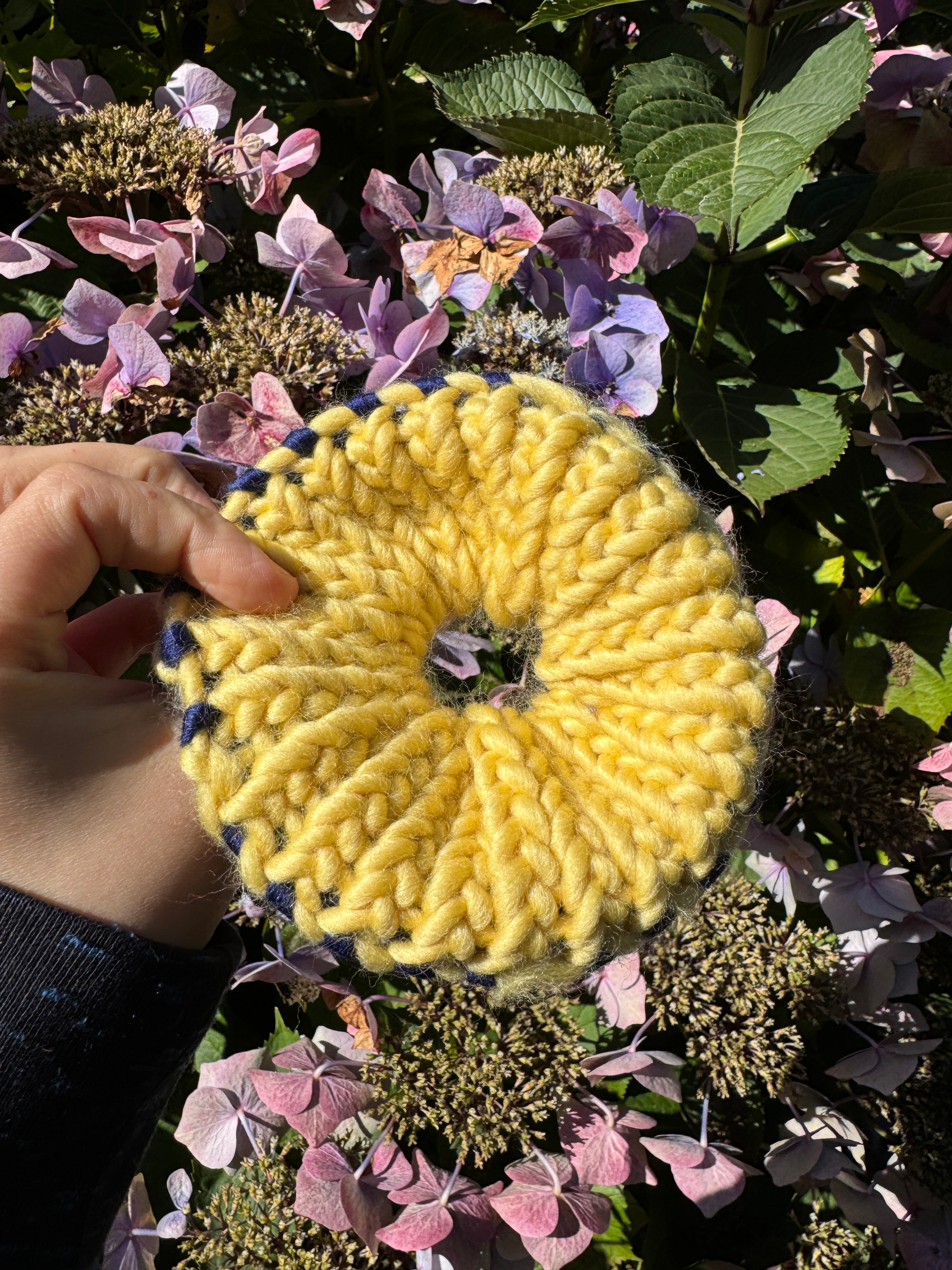 Navy and Pastel Yellow Scrunchie - Sample