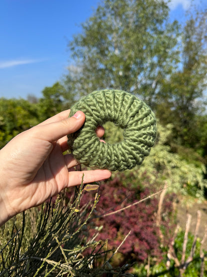 Olive knitted hair scrunchie