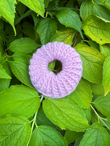 Pastel Pink knitted hair scrunchie
