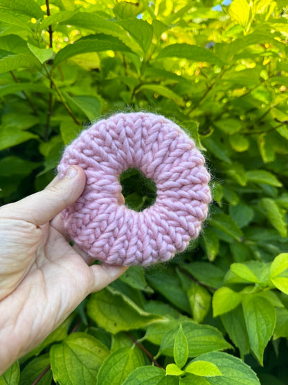 Pastel Pink knitted hair scrunchie