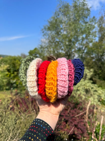 Red knitted hair scrunchie