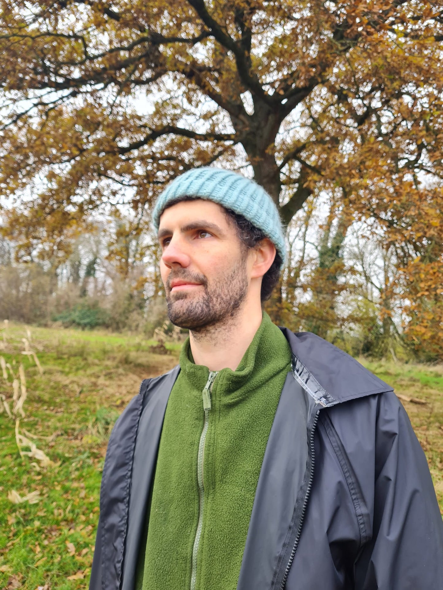 Duck egg blue knit hat - Adult