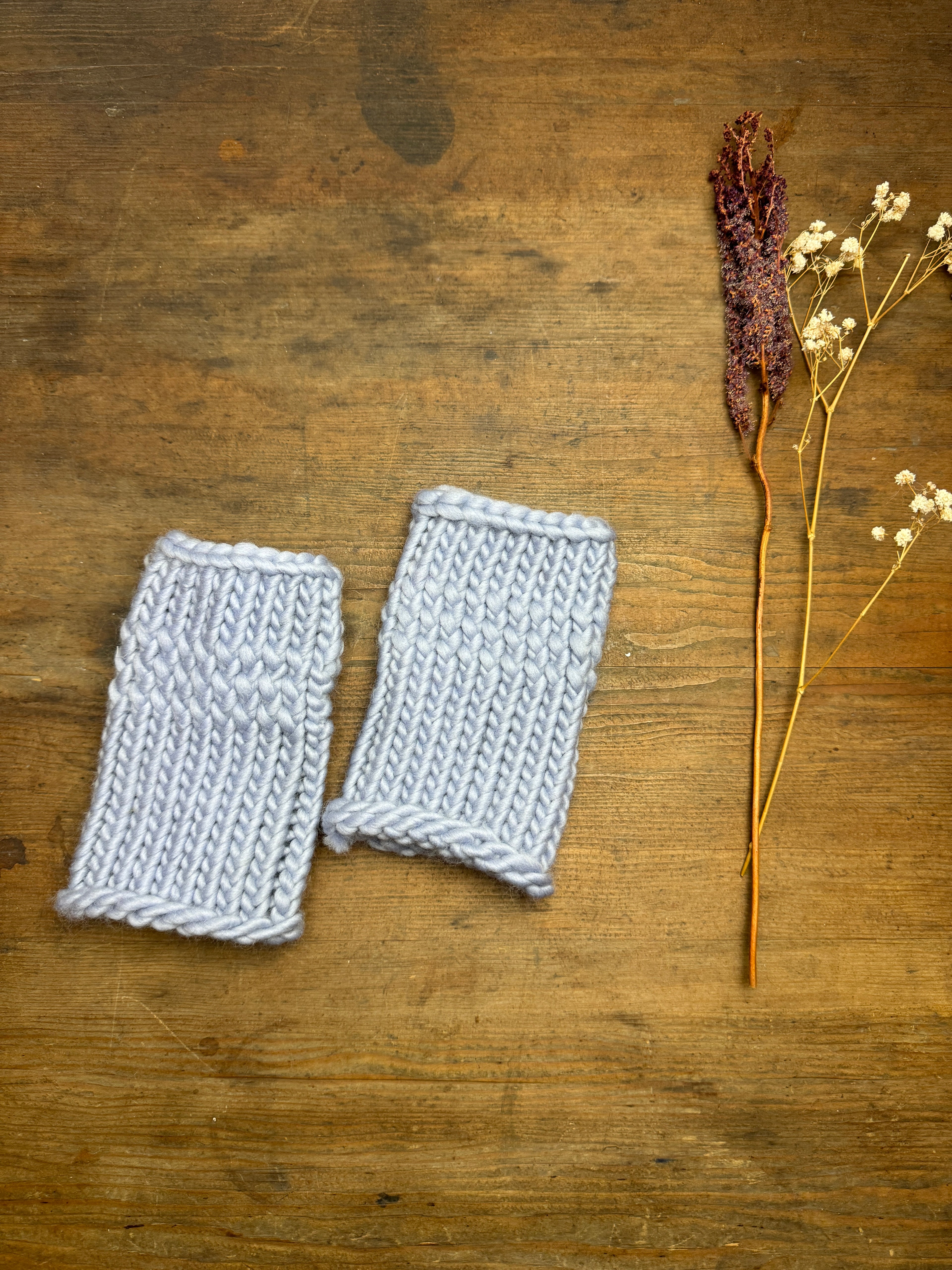 Adult Knitted Fingerless Gloves - Winter Skies - Discontinued Colour
