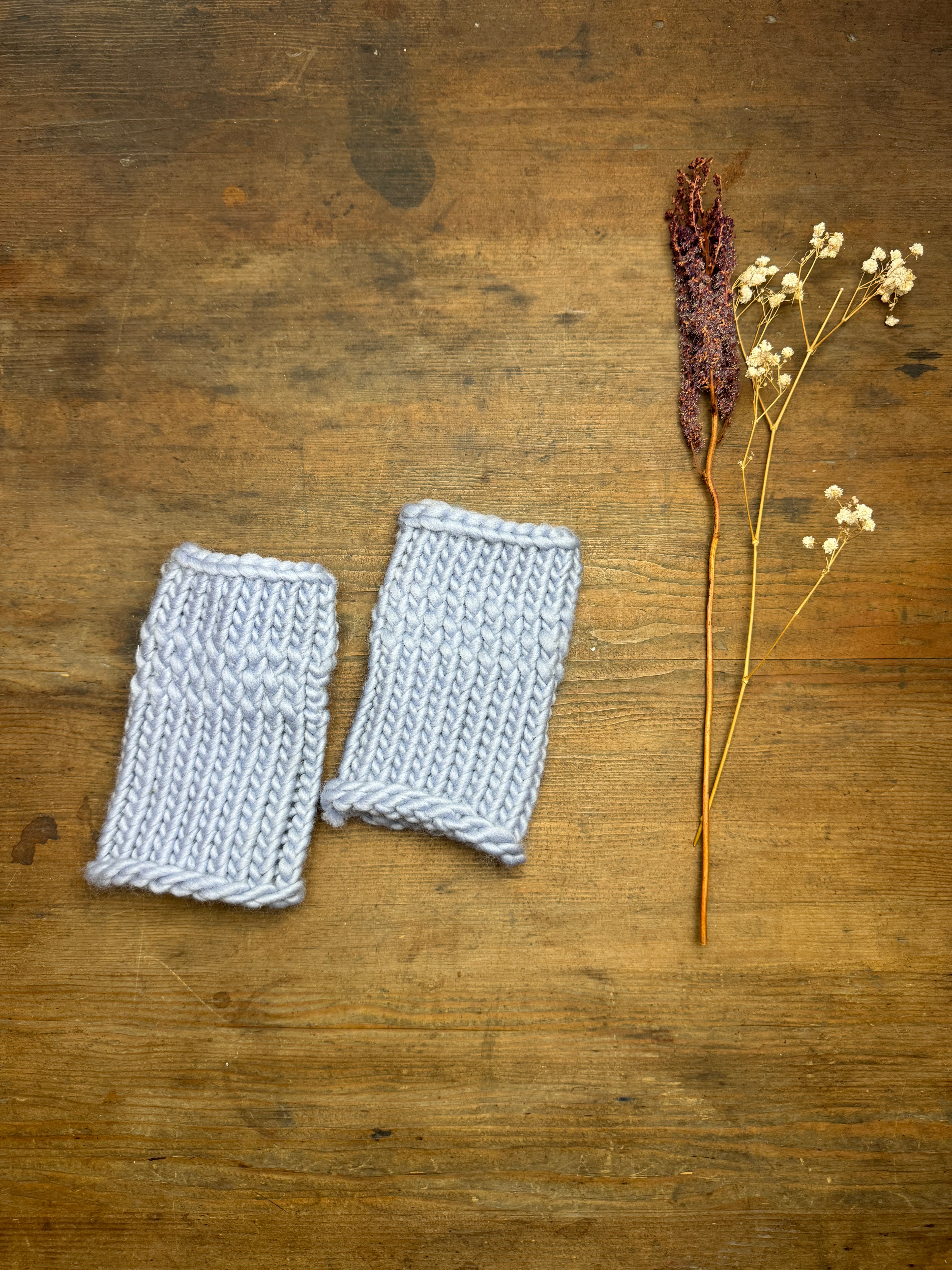 Adult Knitted Fingerless Gloves - Winter Skies - Discontinued Colour