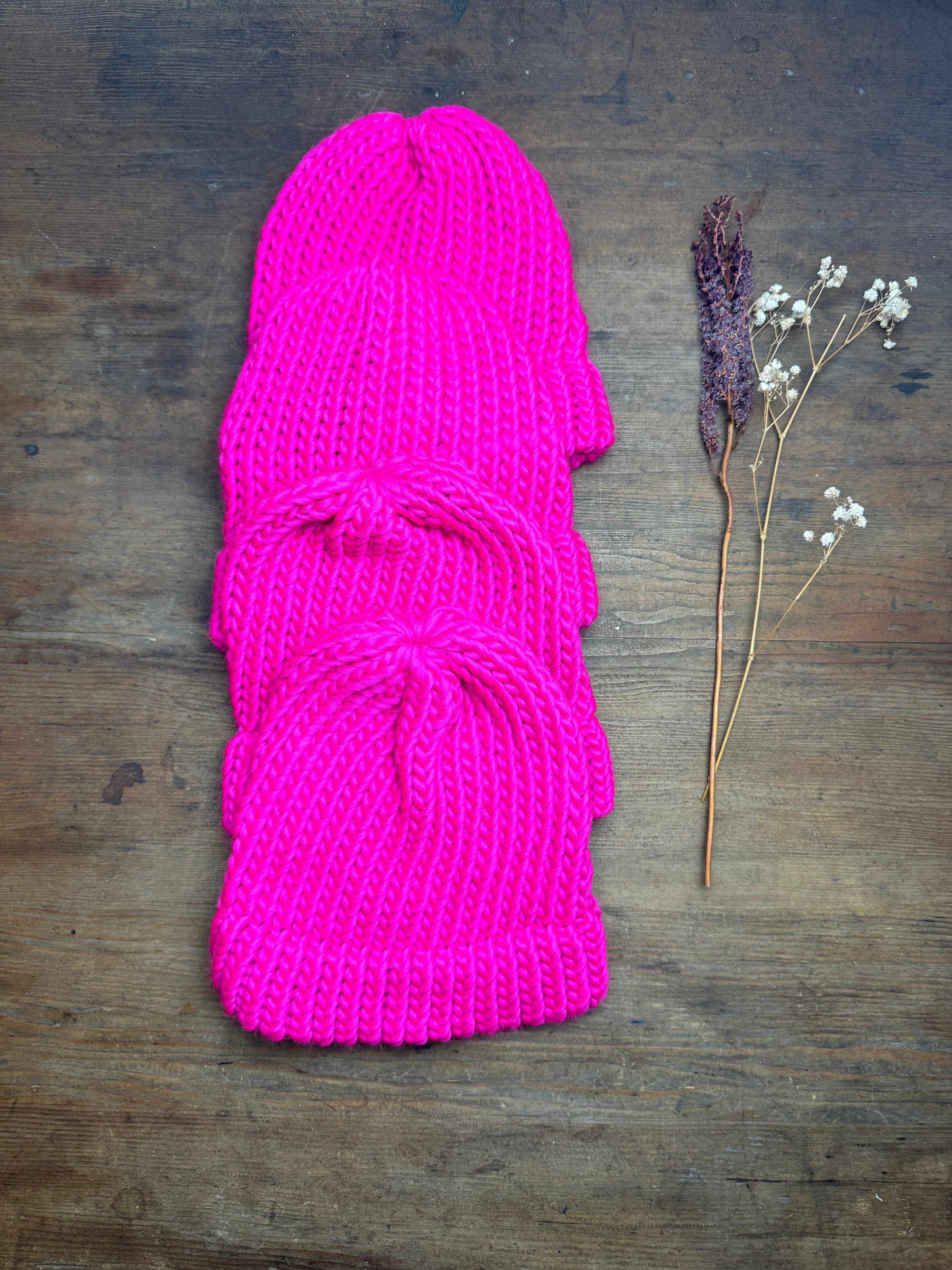 Adult - Neon Pink Knitted Hat - Discontinued Colour