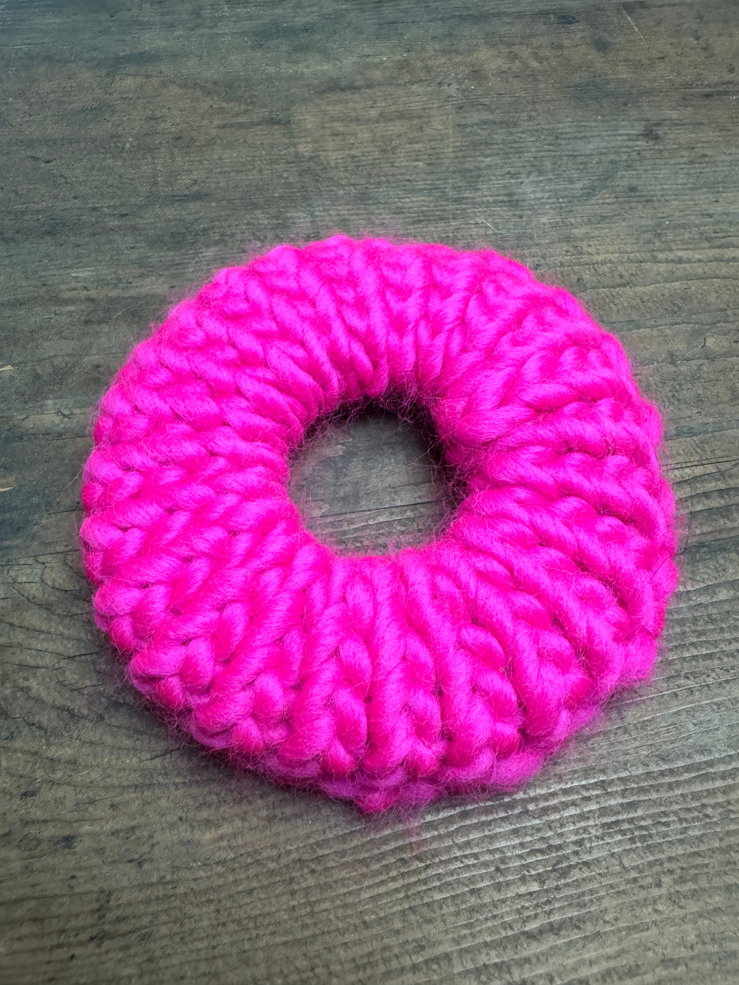 Neon pink knitted scrunchie - Discontinued Colour