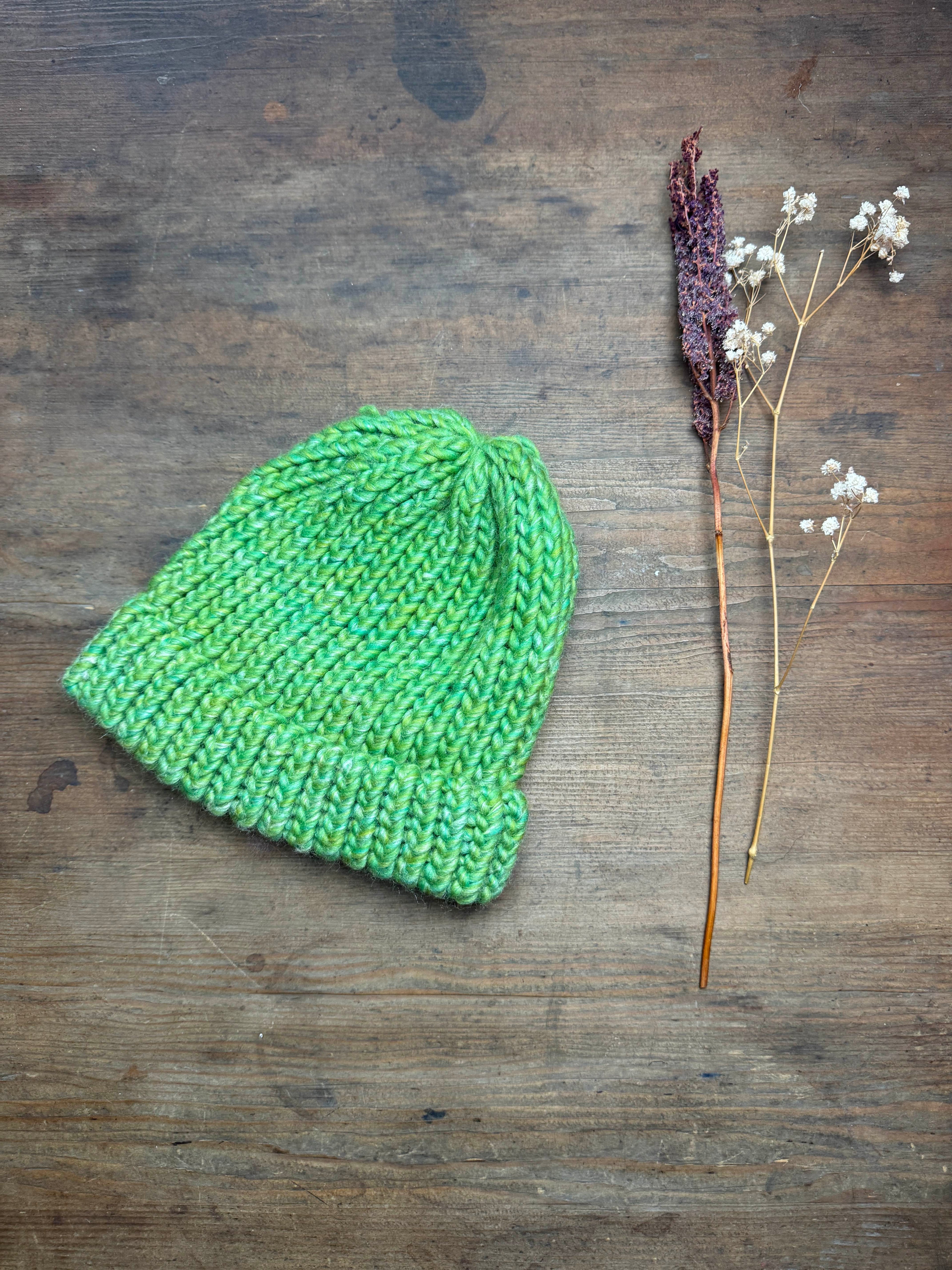 Child - Green Tones Knitted Hat - One of a Kind