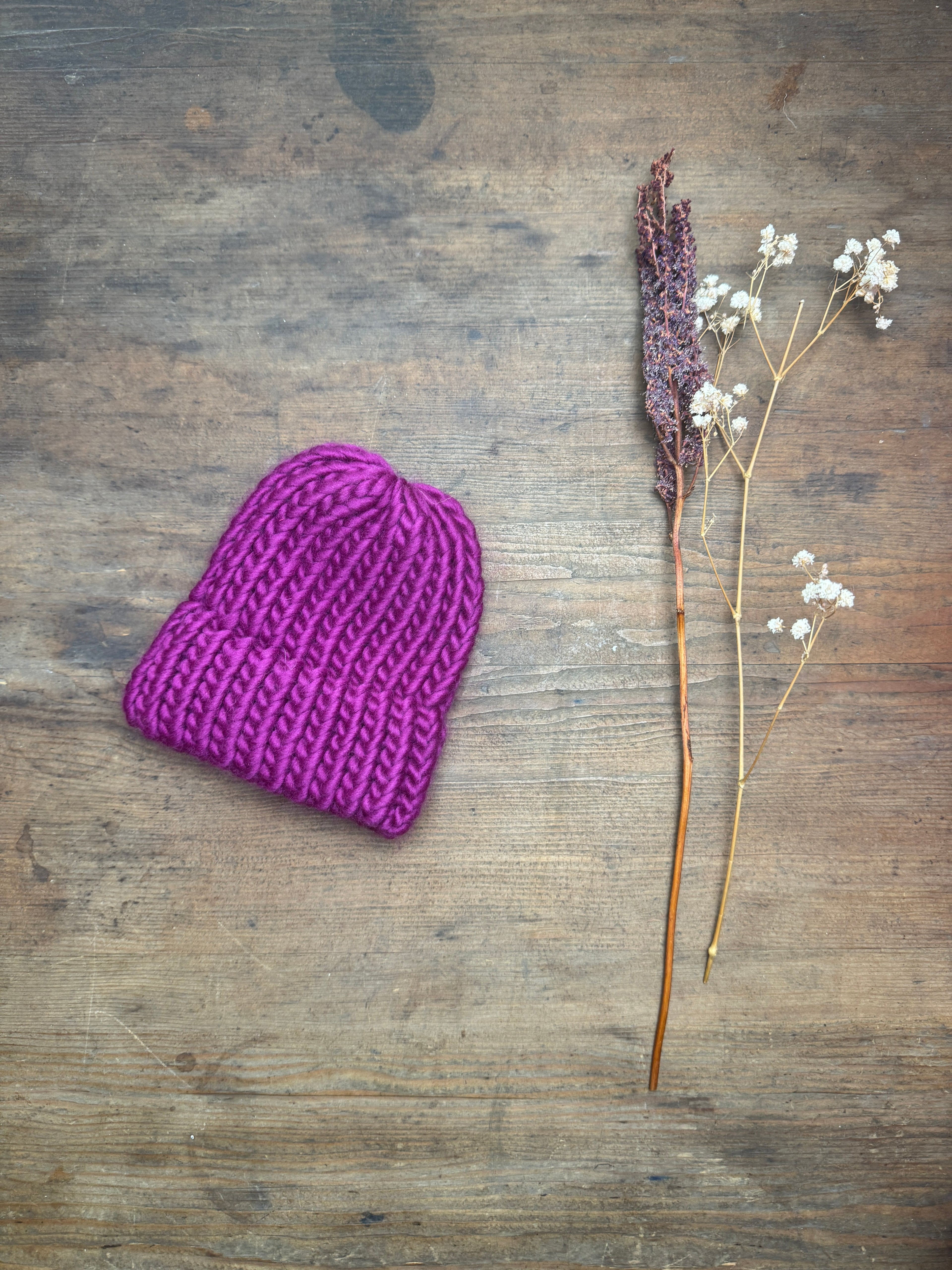 0-3 Months Knitted Hat - Purple
