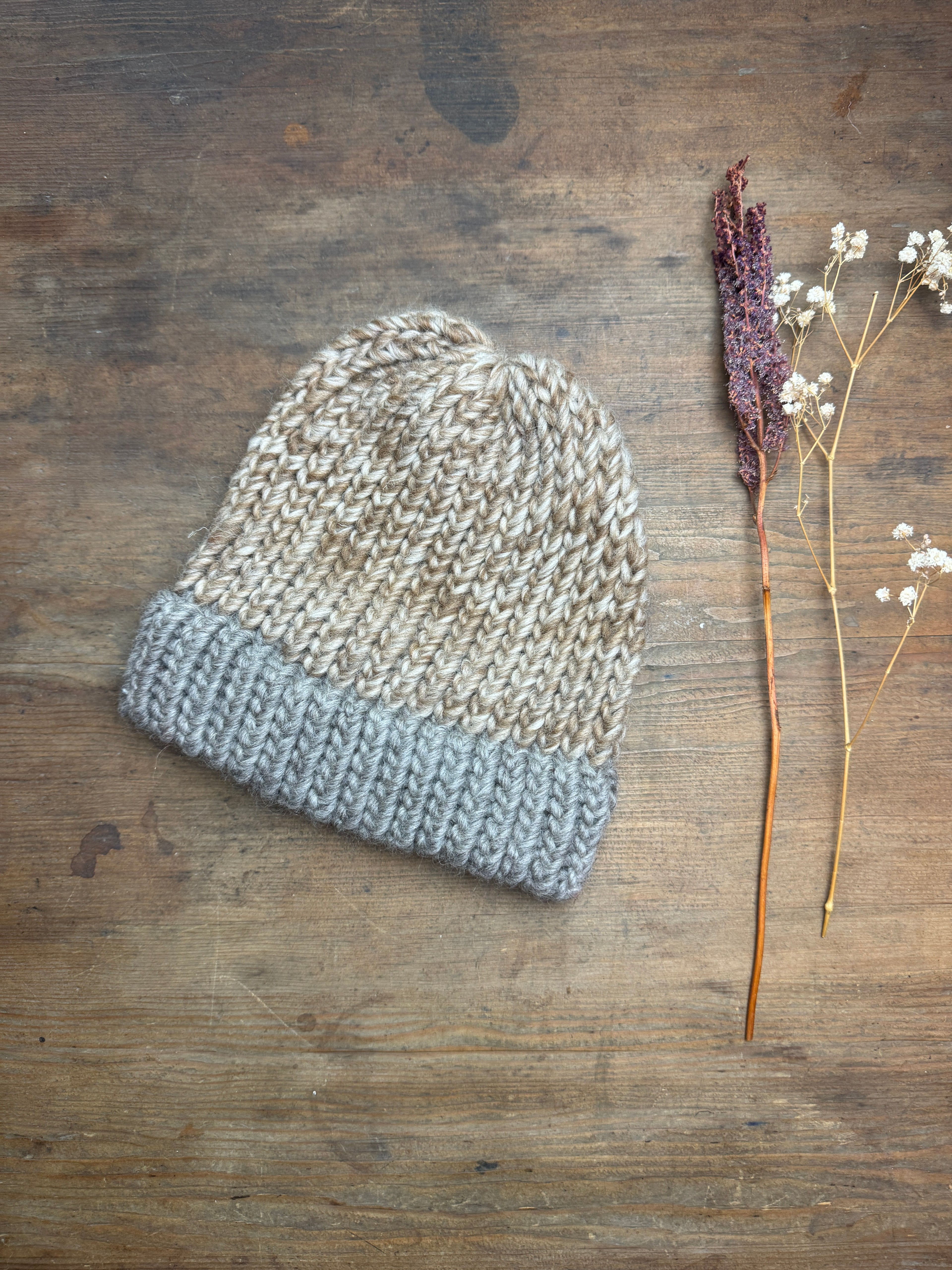 Adult Knitted Hat - Colourplay Collection - Shetland Grey and Brown