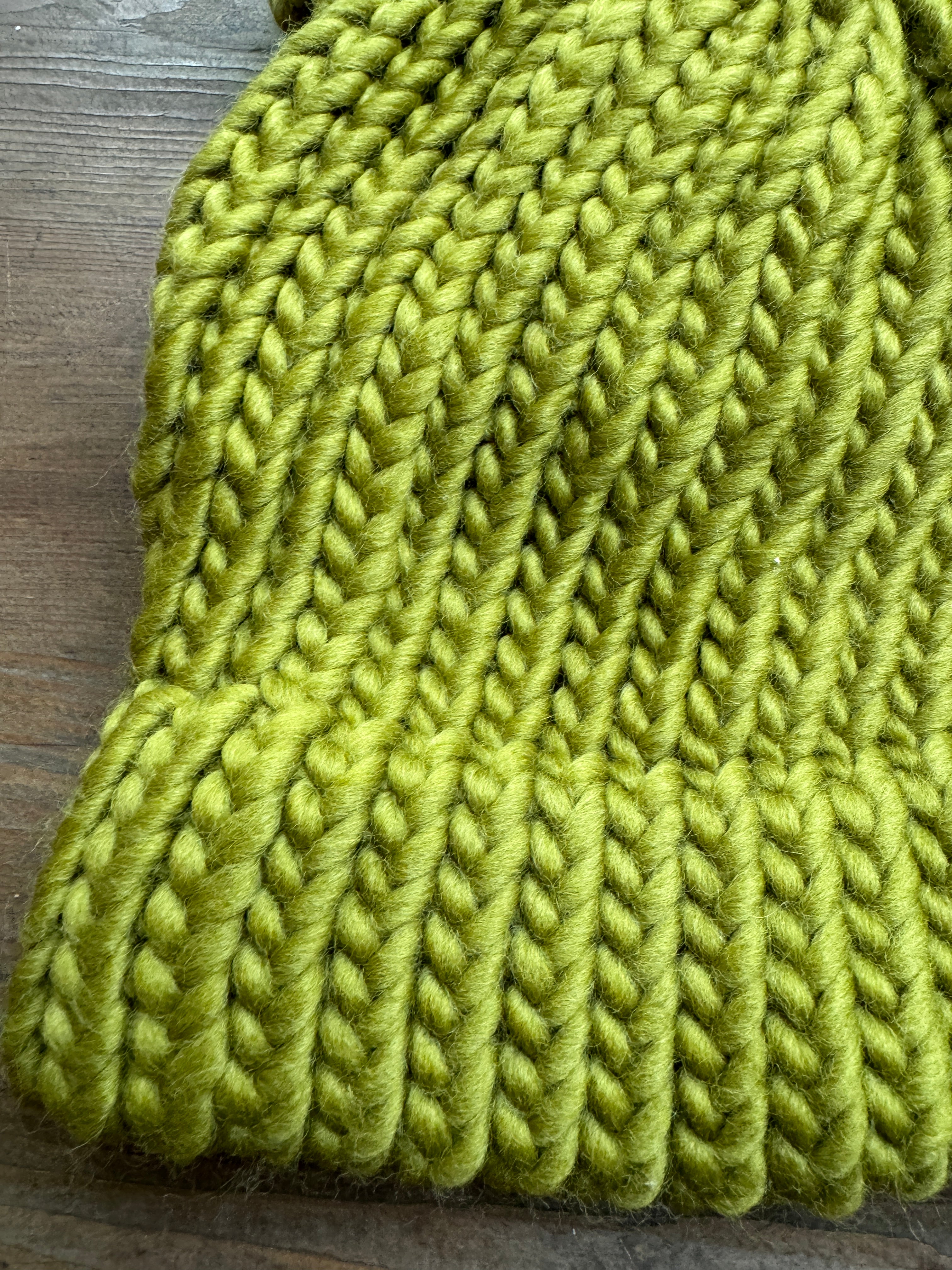 Adult Knitted Moss Green Hat - Merino Wool - Discontinued Colour