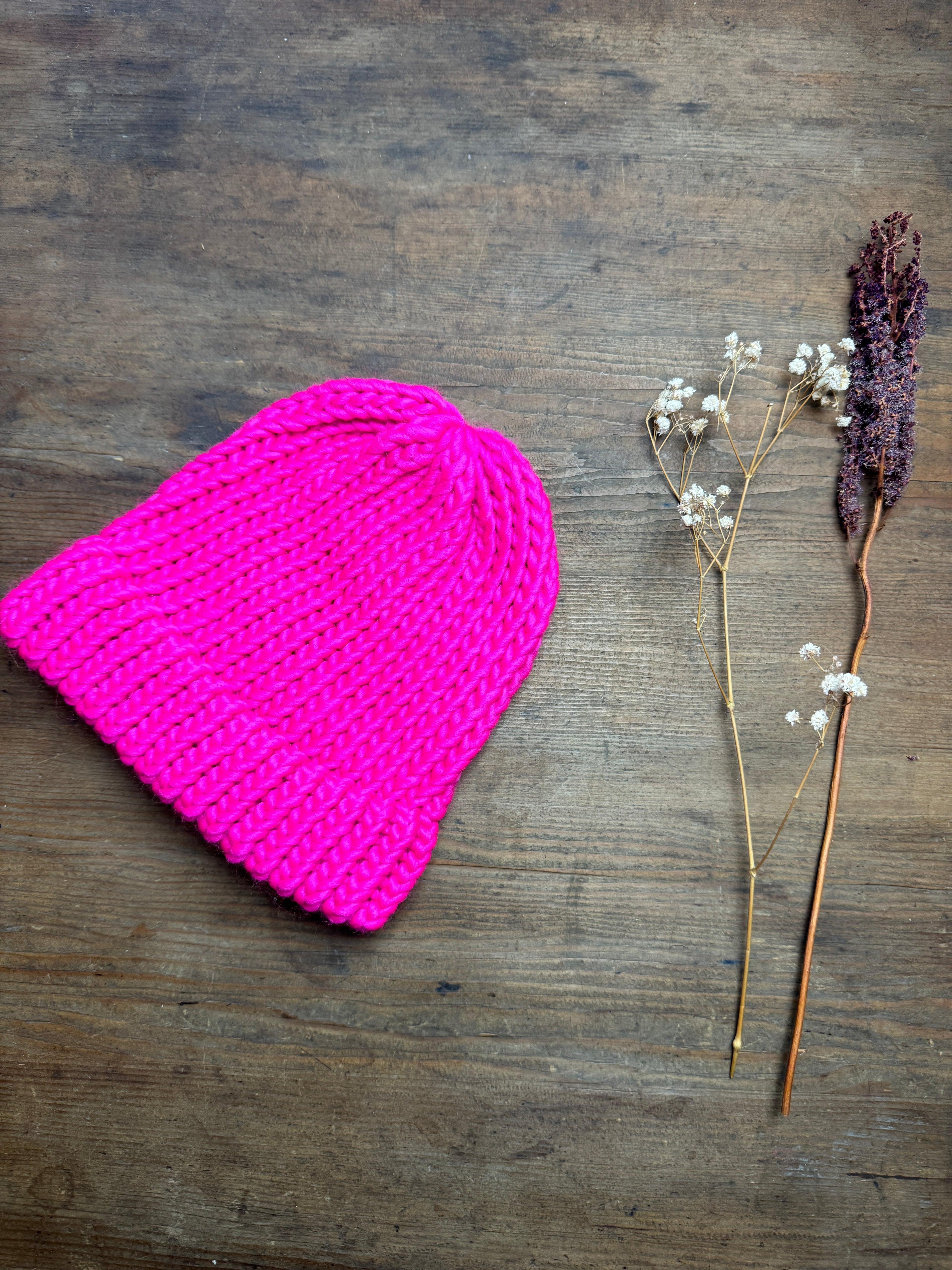 Child - Neon Pink Knitted Hat