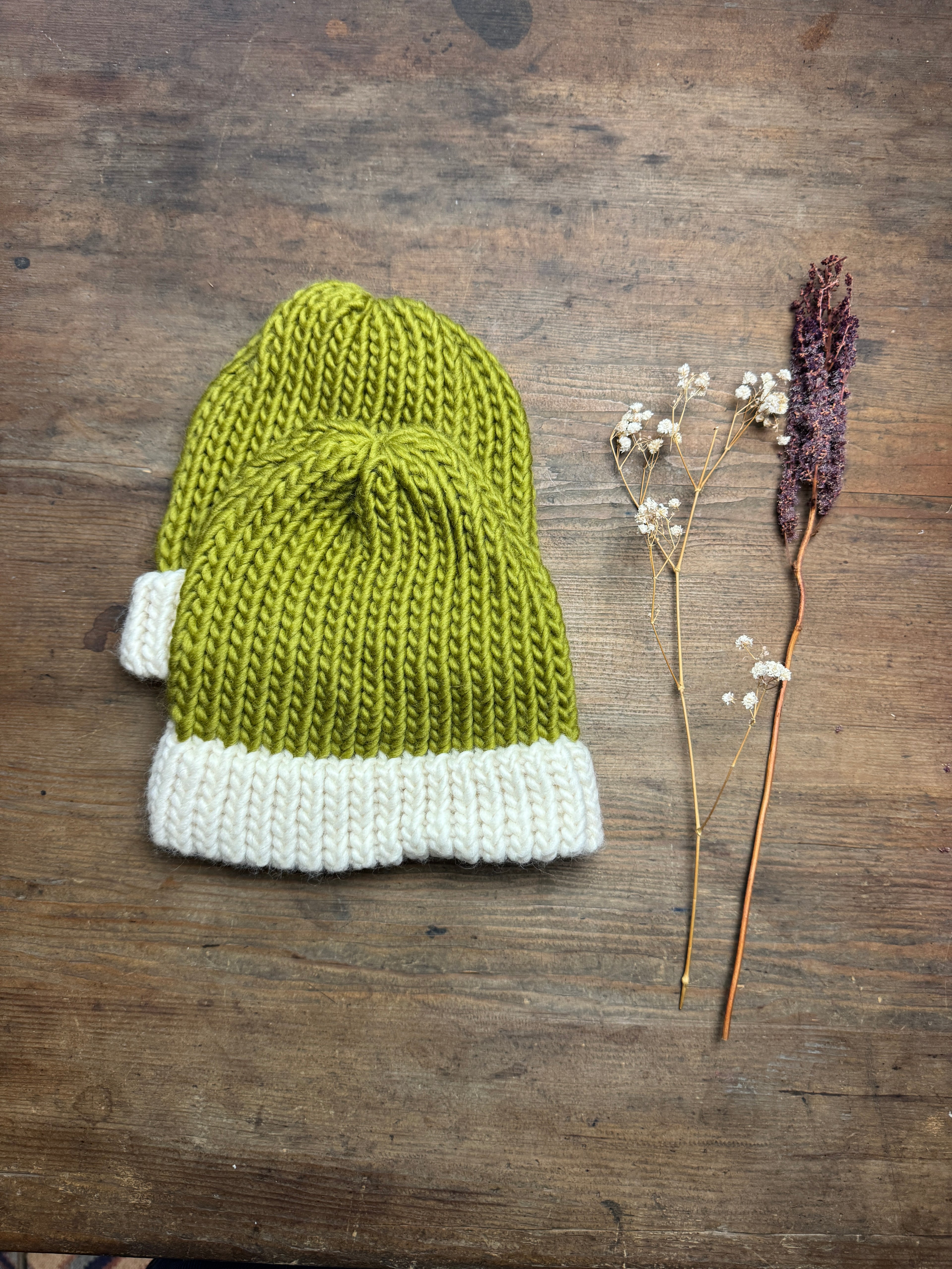 Child - Moss and Cream Knitted Hat