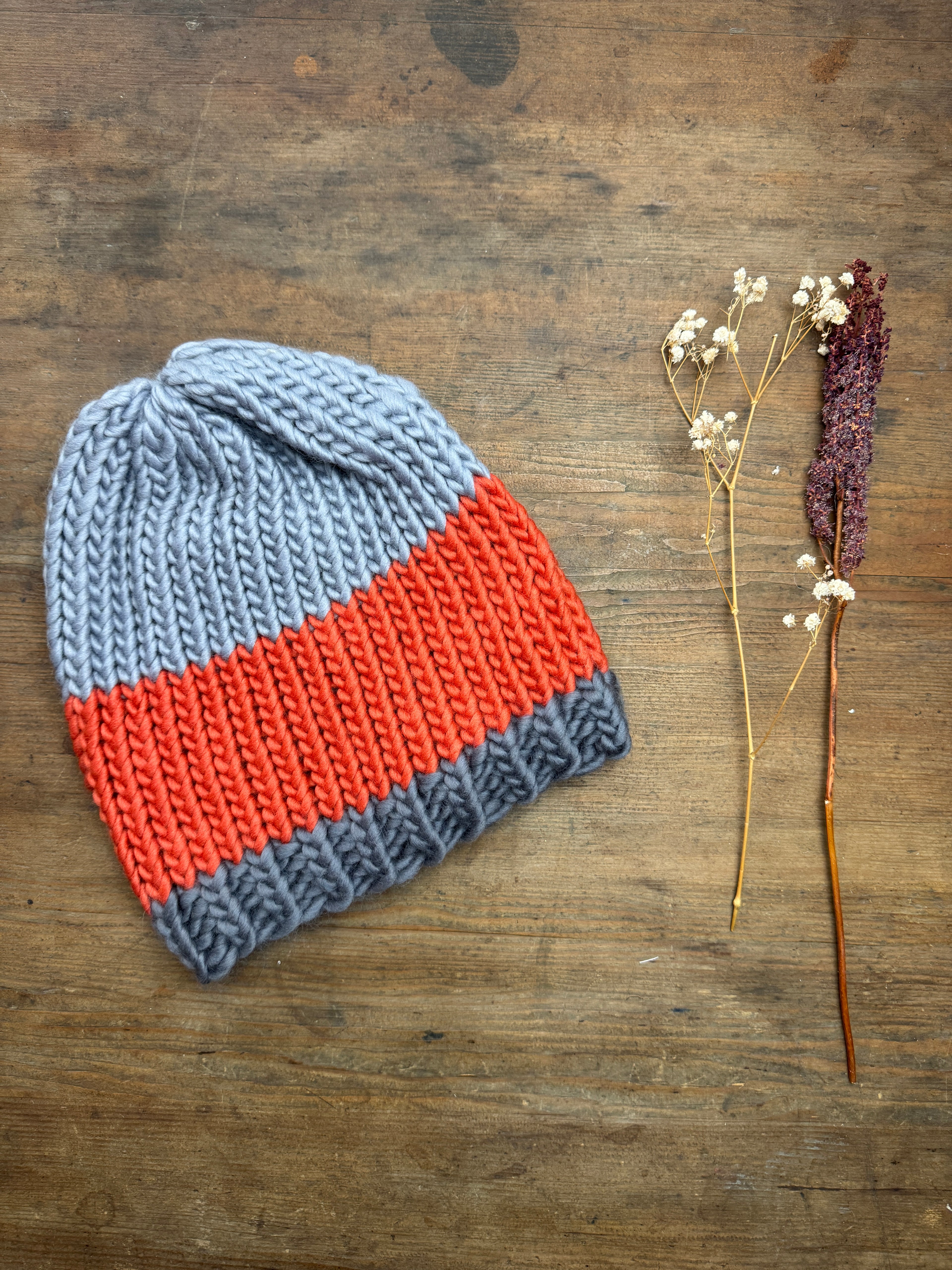 Large adult knitted hat - One of a Kind Design