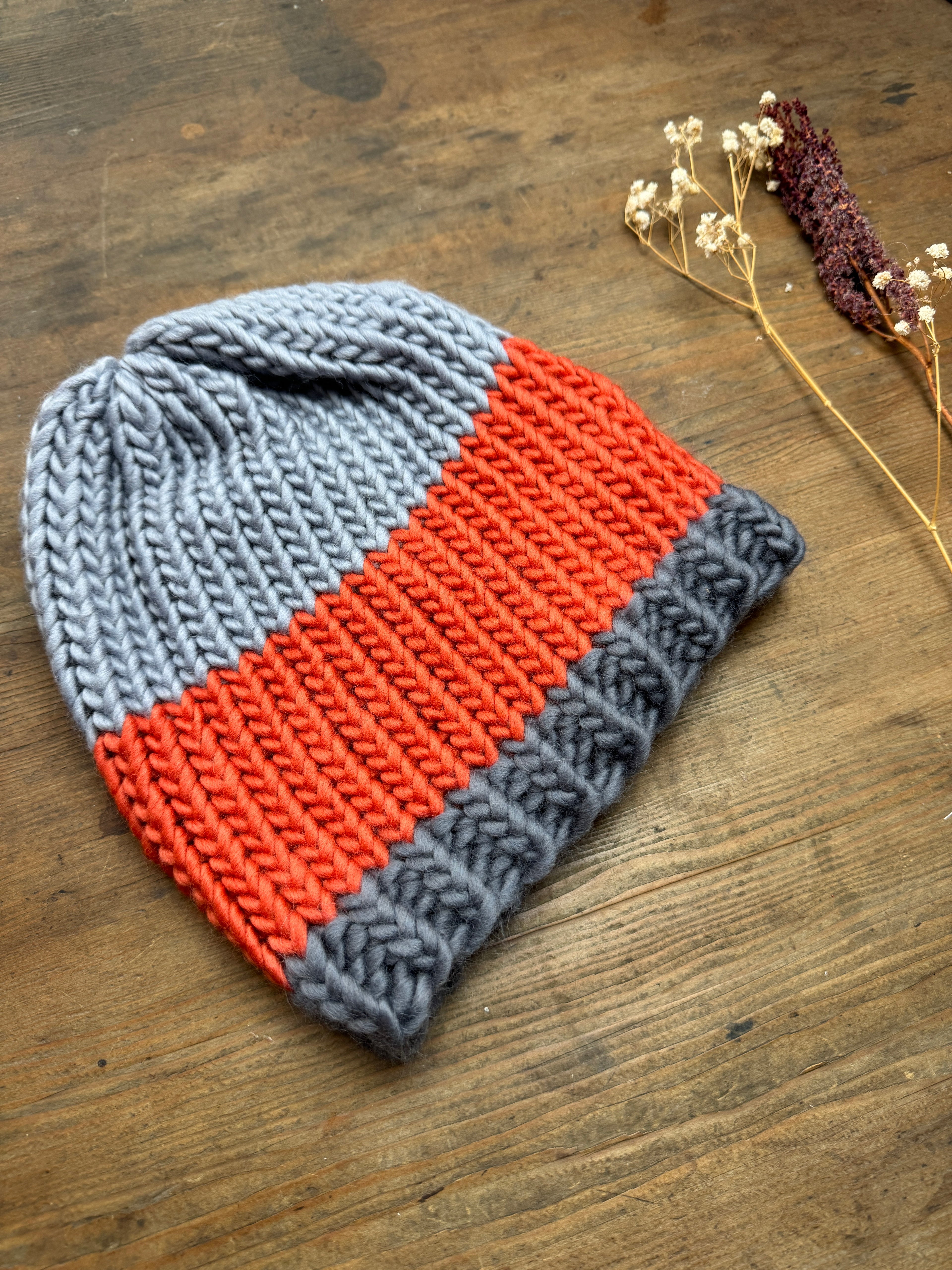 Large adult knitted hat - One of a Kind Design