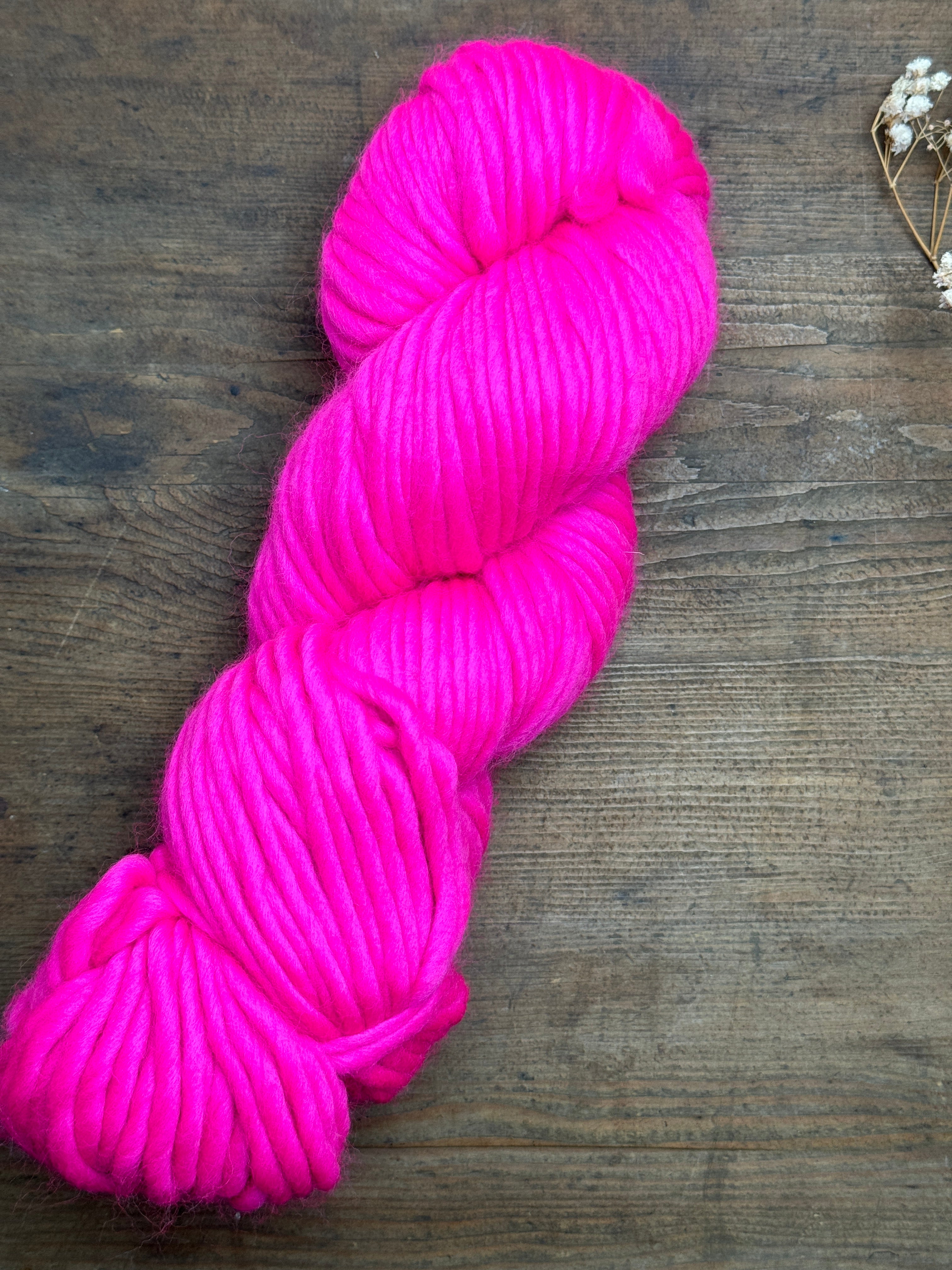 Merino Wool Yarn: Bright Pink - 200g