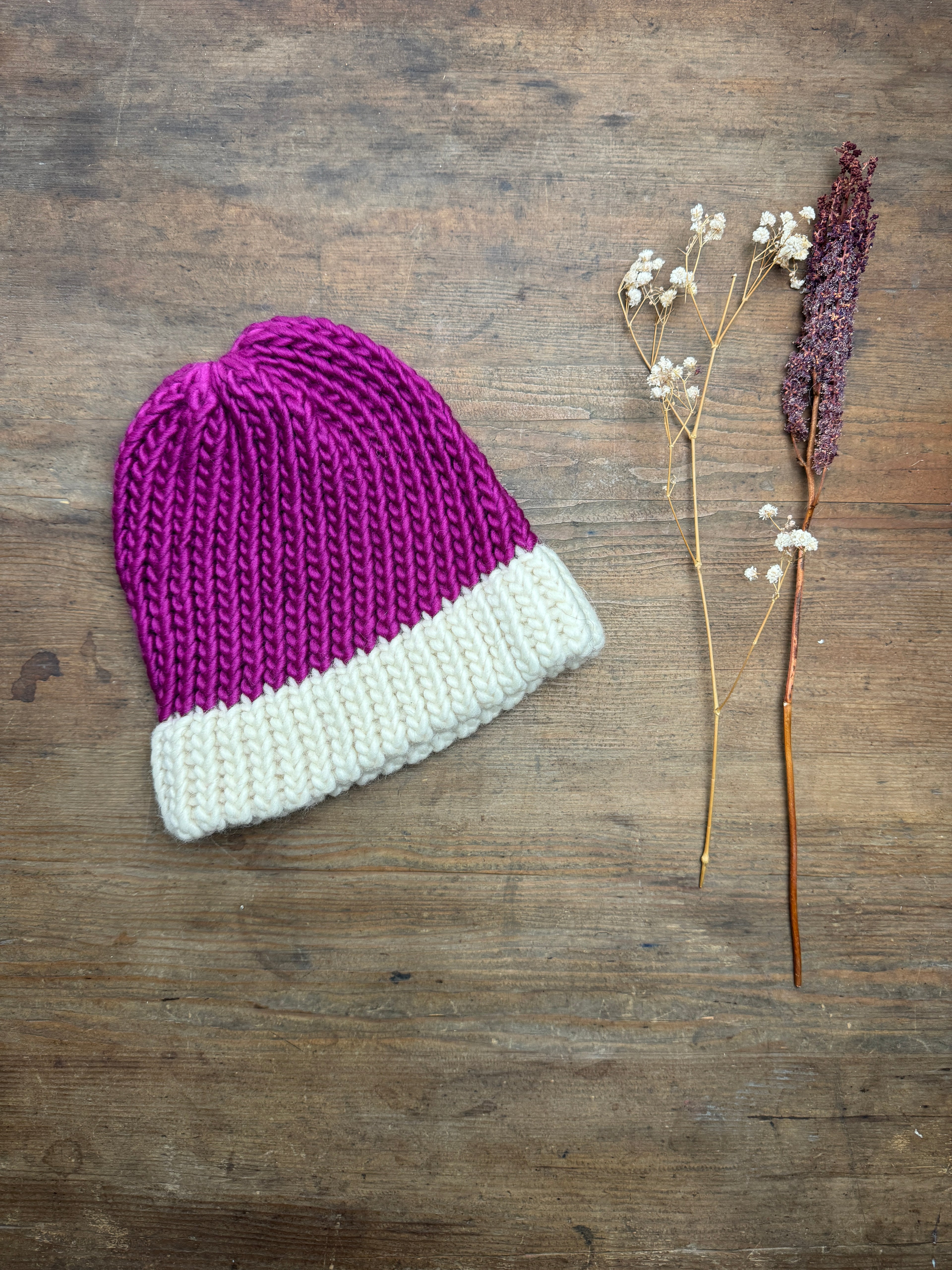 Child - Magenta and Cream hat