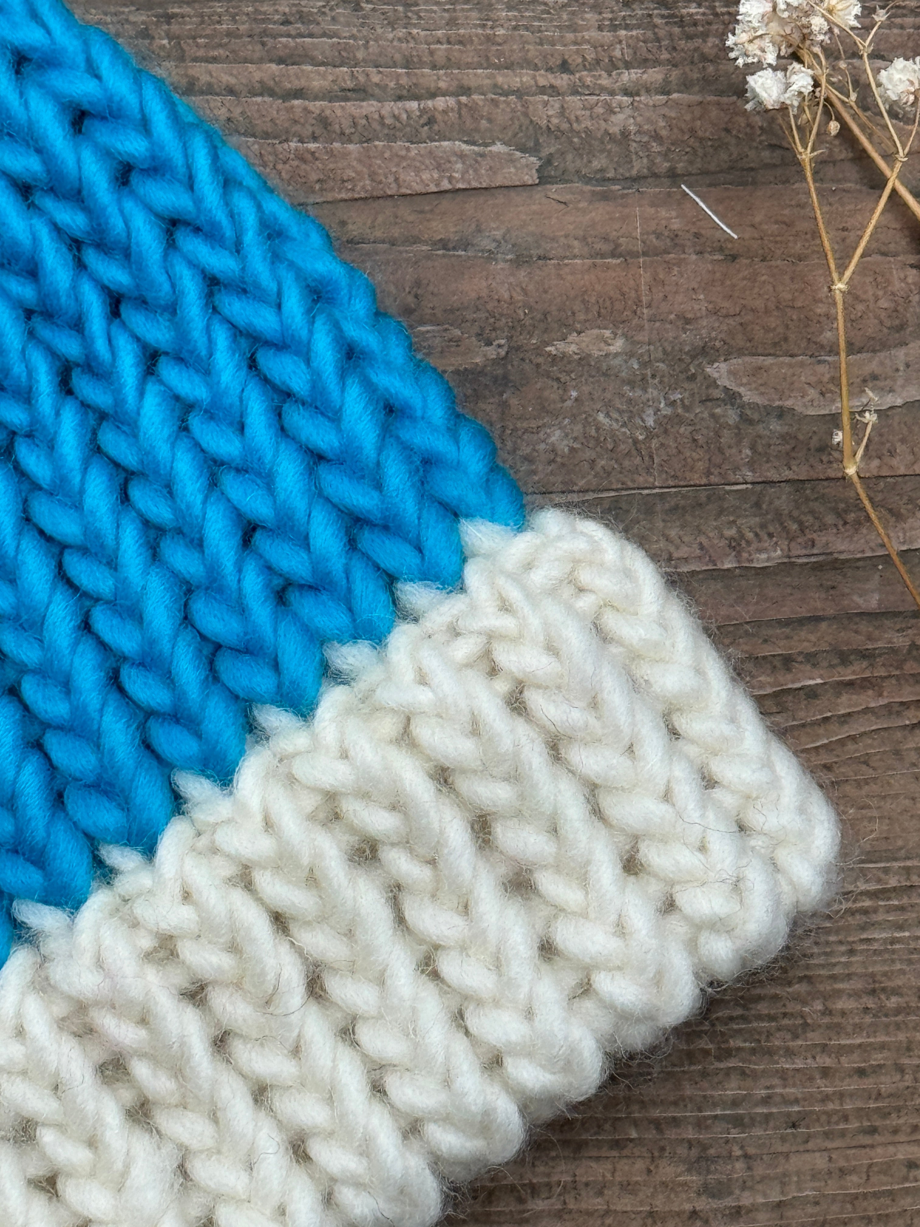 Adult Knitted Hat - Turquoise and Cream