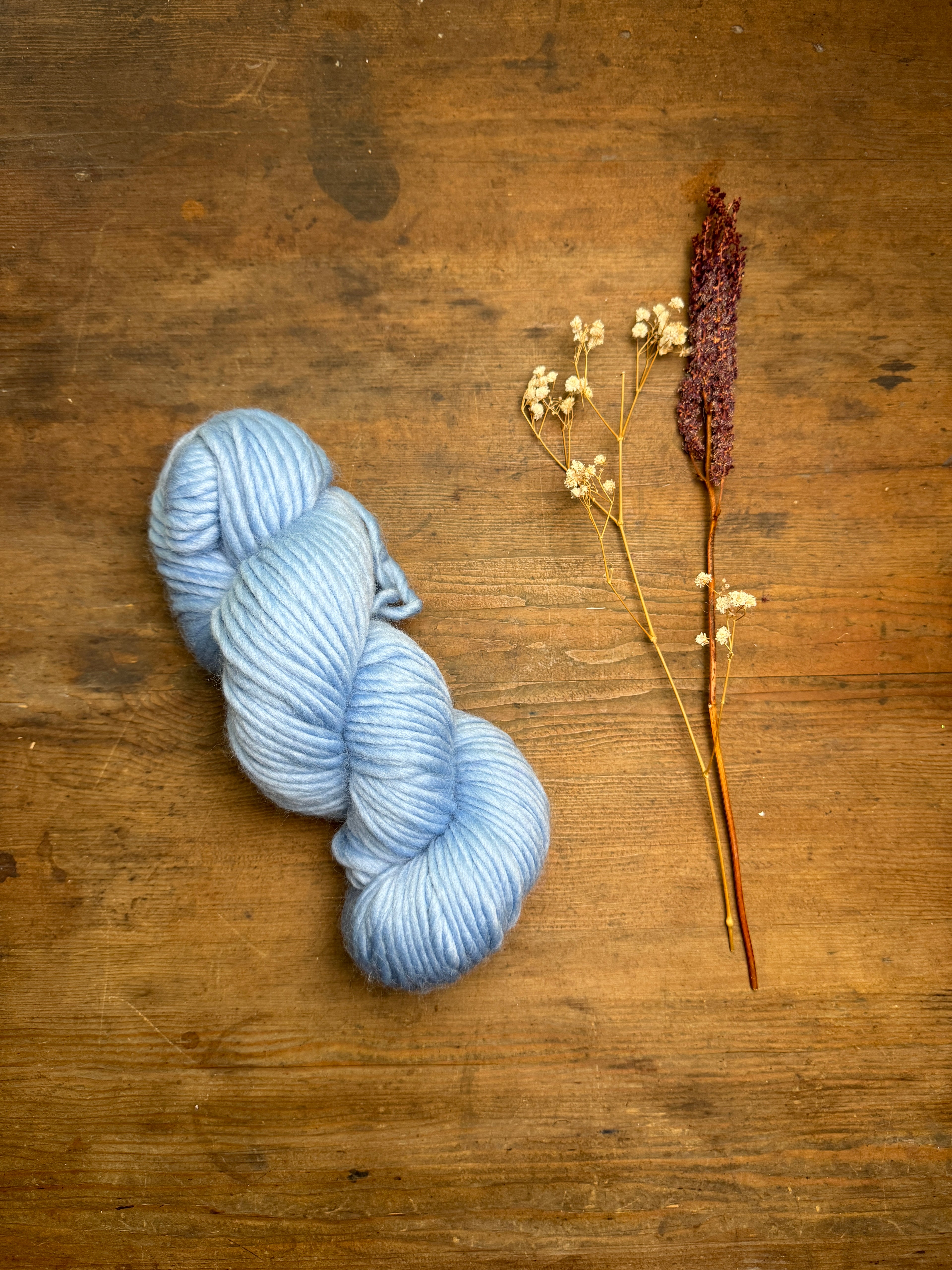 Merino Wool Yarn: Light Blue - 200g
