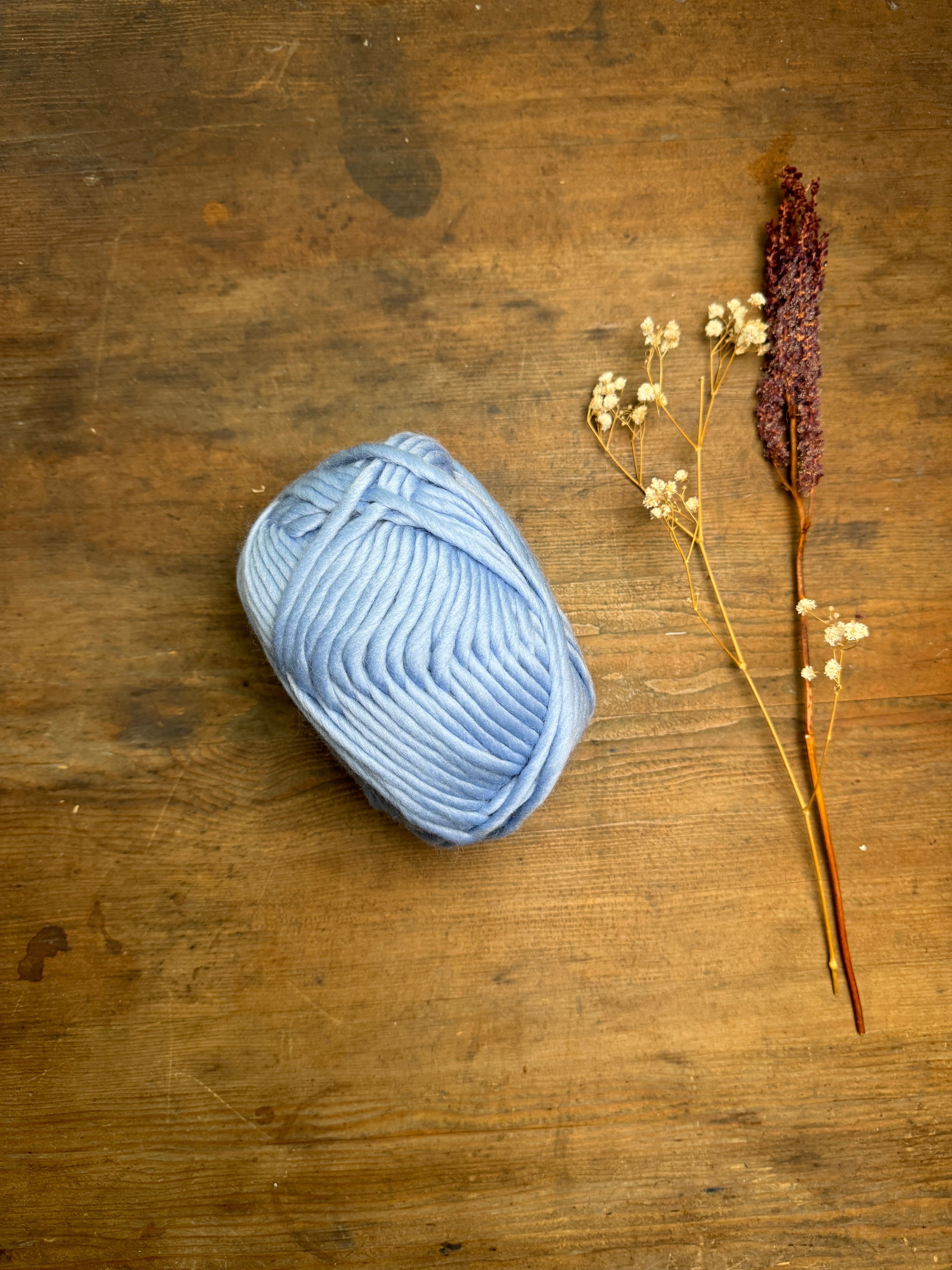 Merino Wool Yarn: Light Blue - 100g