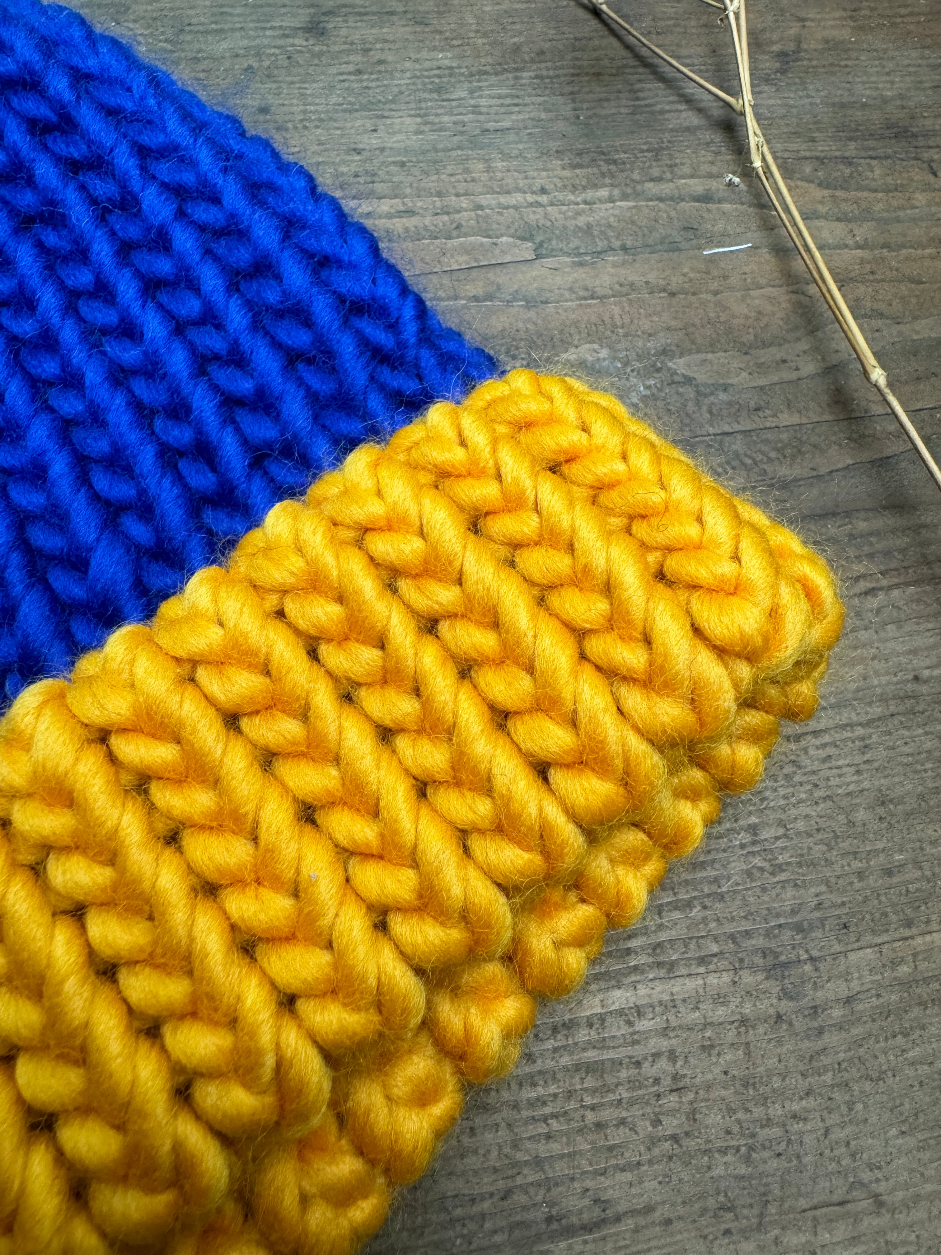 Adult Knitted Beanie Hat - Colourplay Collection - Yellow and Blue